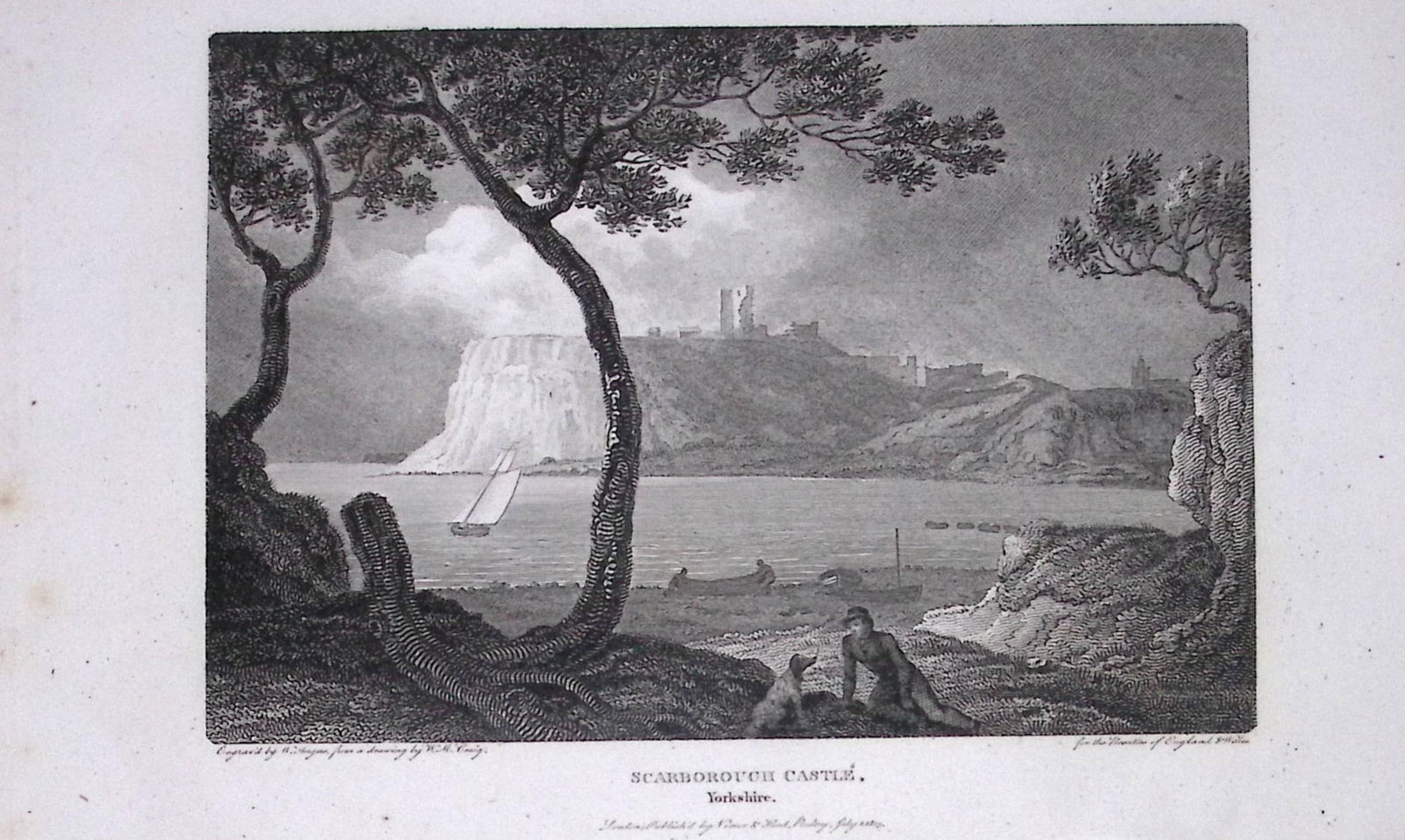 Scarborough Castle Yorkshire Antique 213 Years-Old Steel-Engraving-21: Title: Scarborough Castle Yorkshire Antique 213 Years-Old Steel-Engraving-21 Description: This Yorkshire Georgian Antique Print Was Removed from a First Edition of. The Beauties of England and