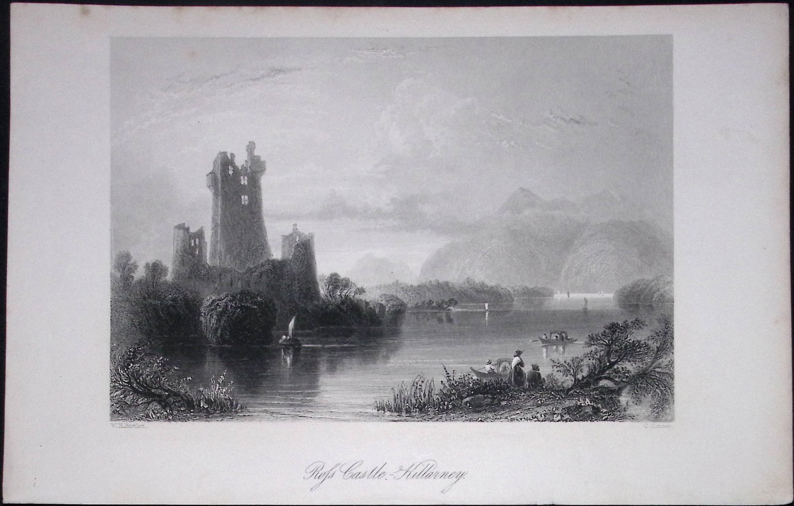 Ireland Ross Castle Killarney Antique 183 Years-Old Steel-Engraving-32. The Scenery and Antiquiti...: Title: Ireland Ross Castle Killarney Antique 183 Years-Old Steel-Engraving-32. The Scenery and Antiquities Description: The Scenery and Antiquities of Ireland, Illustrations by WH Ba