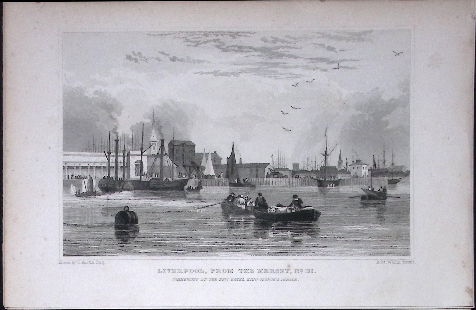 Liverpool From The Mersey No 2 Antique 195 Years-Old Steel-Engraving-9: Title: Liverpool From The Mersey No 2 Antique 195 Years-Old Steel-Engraving-9 Description: This Antique Steel Engraving Was Removed from a 195-Year-Old Edition of. Lancashire Illustrated in a