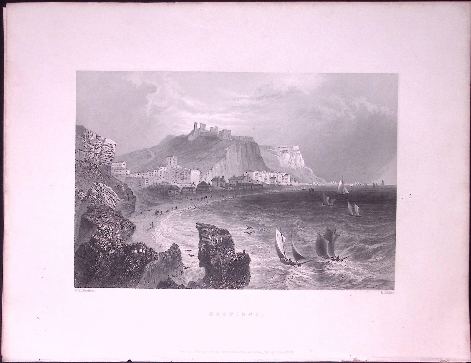 Hastings Sussex WH Bartlett 183 Years-Old Antique Steel Engraving-30: Title: Hastings Sussex WH Bartlett 183 Years-Old Antique Steel Engraving-30 Description: This Steel Engraved Print Has Been Removed from an Antique 1842 Edition of. Finden’s The Ports,
