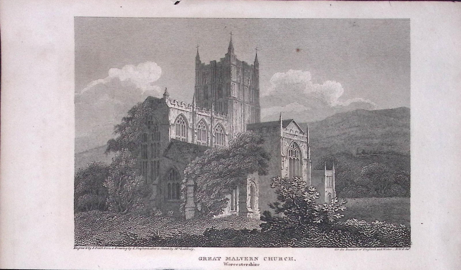 Great Malvern Church Worcester Antique 212 Years-Old Georgian Steel-Engraving-402: Title: Great Malvern Church Worcester Antique 212 Years-Old Georgian Steel-Engraving-402 Description: This Worcester Georgian Antique Print Was Removed from a First Edition of.