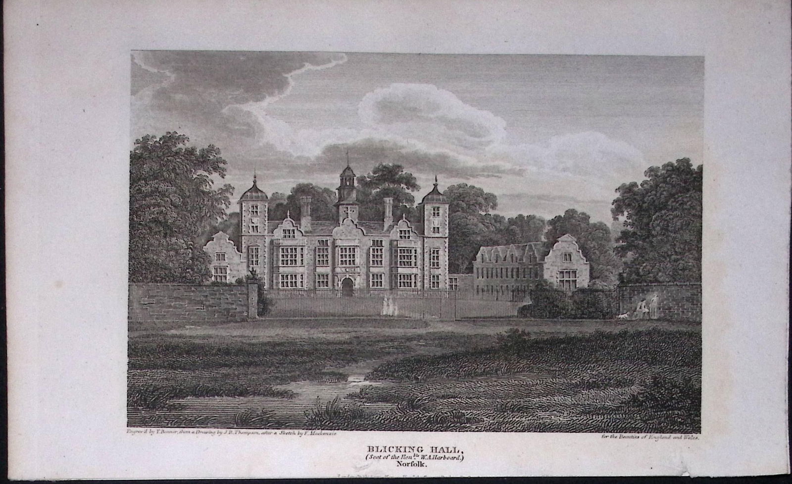 Blicking Hall Norfolk Antique 216 Years-Old Georgian Steel-Engraving-436: Title: Blicking Hall Norfolk Antique 216 Years-Old Georgian Steel-Engraving-436 Description: This Georgian Antique Print Was Removed from a First Edition of. The B