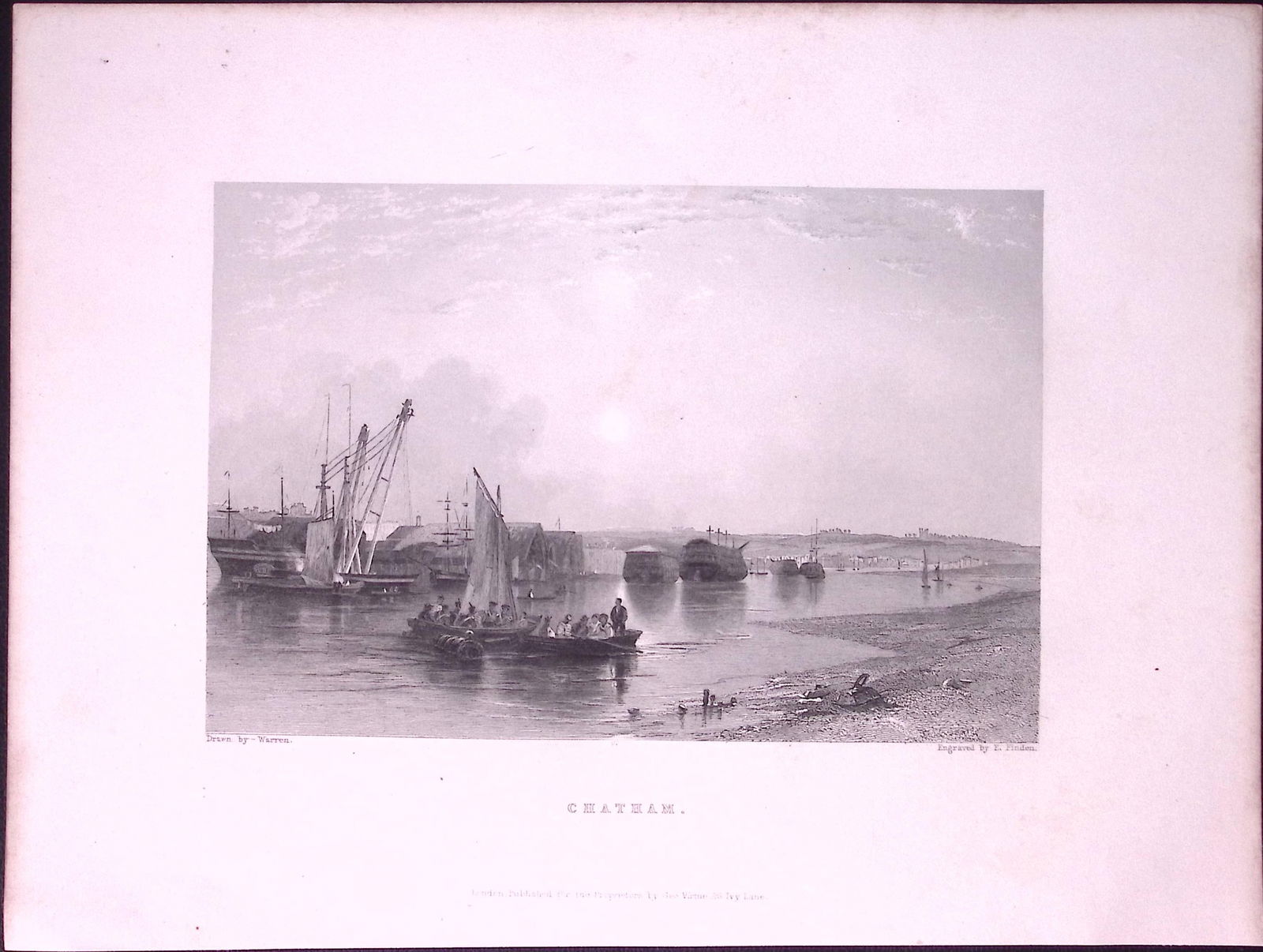 Kent Chatham Dockyard WH Bartlett 183 Years-Old Antique Steel Engraving-31: Title: Kent Chatham Dockyard WH Bartlett 183 Years-Old Antique Steel Engraving-31 Description: This Steel Engraved Print Has Been Removed from an Antique 1842 Edition of.