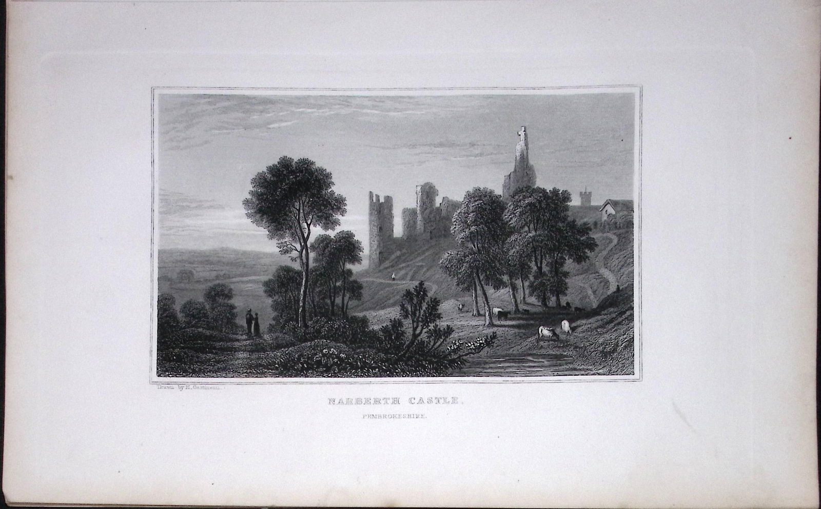 Wales Narberth Castle Pembrokeshire Antique 166-Year-Old Steel Engraving-50: Title: Wales Narberth Castle Pembrokeshire Antique 166-Year-Old Steel Engraving-50 Description: Wales Narberth Castle Pembrokeshire Antique 166-Year-Old Steel Engraving-50