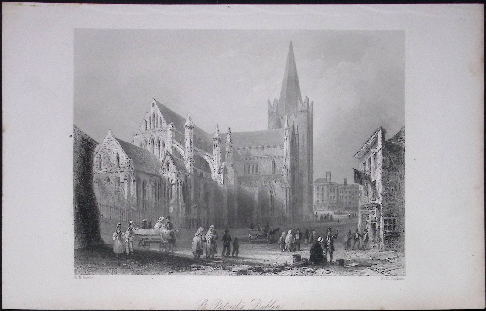 Ireland Dublin St Patricks Cathedral Antique 183 Years-Old Steel-Engraving-3.: Title: Ireland Dublin St Patricks Cathedral Antique 183 Years-Old Steel-Engraving-3. Description: Ireland Dublin St Patricks Cathedral Antique 183 Years-Old Steel-Engraving-3. The Scenery and