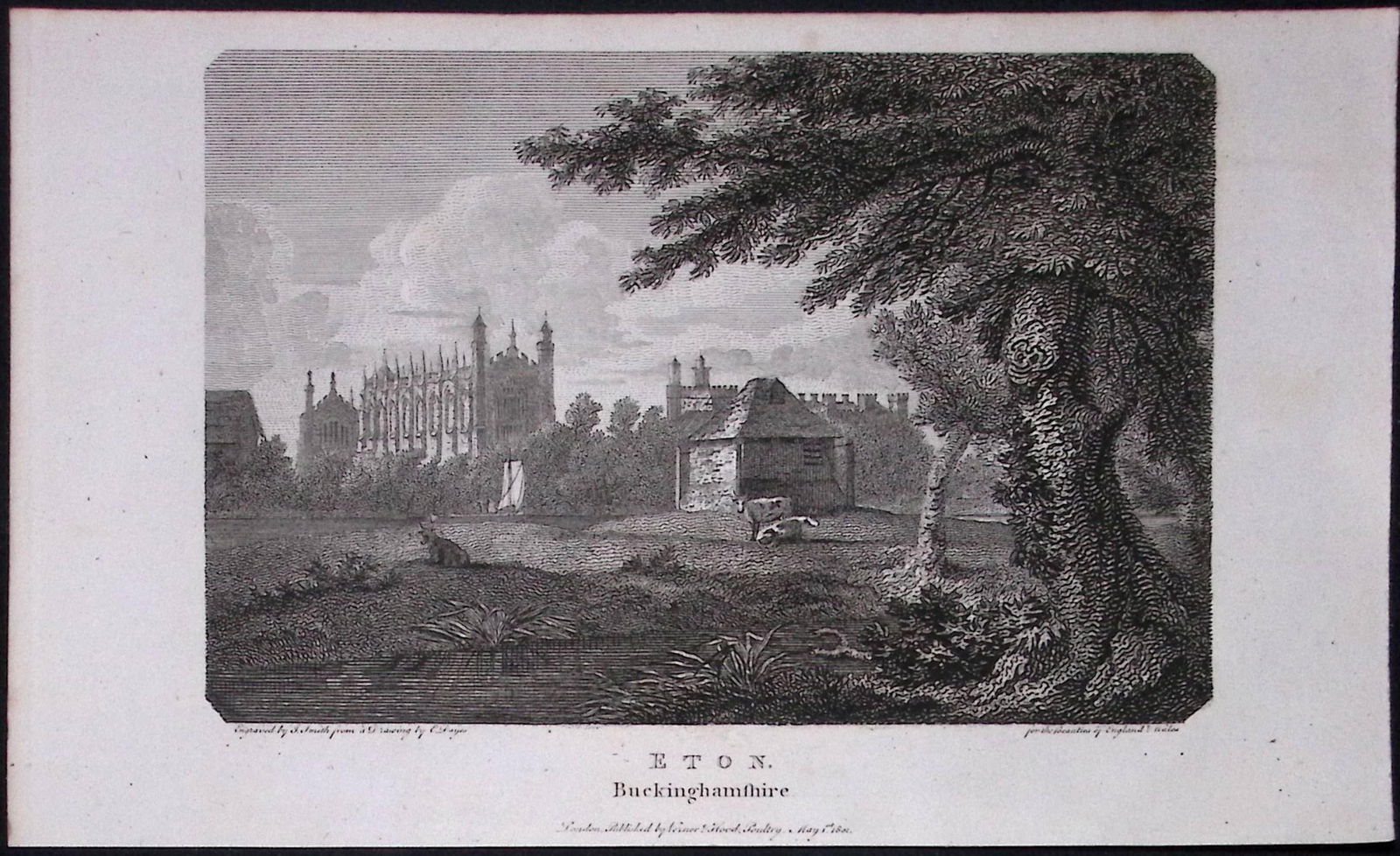 Eton College Buckinghamshire Antique 225 Years-Old Georgian Steel-Engraving-320.: Title: Eton College Buckinghamshire Antique 225 Years-Old Georgian Steel-Engraving-320. Description: This Georgian Antique Print Was Removed from a First Edition of.