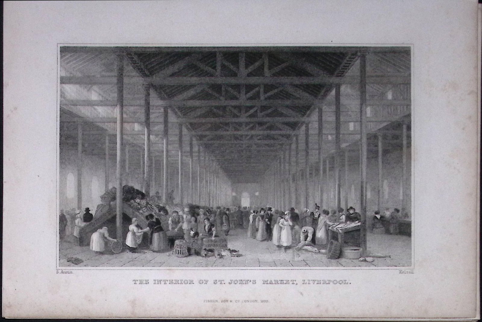 Liverpool St Johns Market Antique 195 Years-Old Steel-Engraving-29: Title: Liverpool St Johns Market Antique 195 Years-Old Steel-Engraving-29 Description: This Antique Steel Engraving Was Removed from a 195-Year-Old Edition of. Lanc