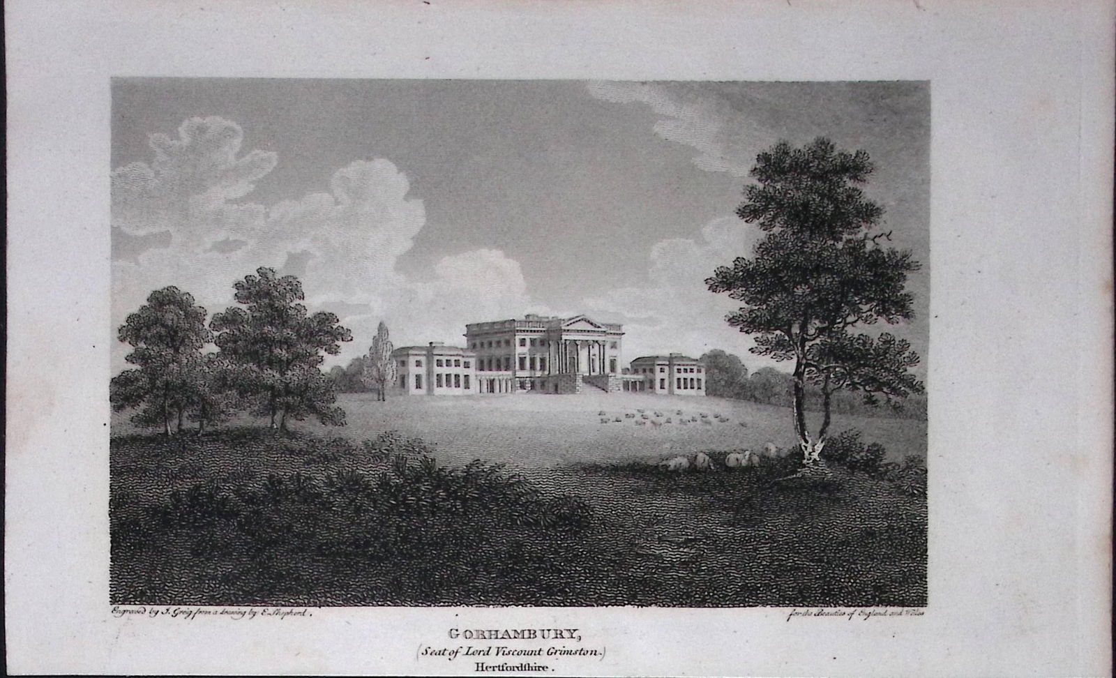 Gorhambury St Albans Herts Antique 218 Years-Old Georgian Steel-Engraving-462: Title: Gorhambury St Albans Herts Antique 218 Years-Old Georgian Steel-Engraving-462 Description: This Antique Georgian Antique Print Was Removed from a First Edition of.