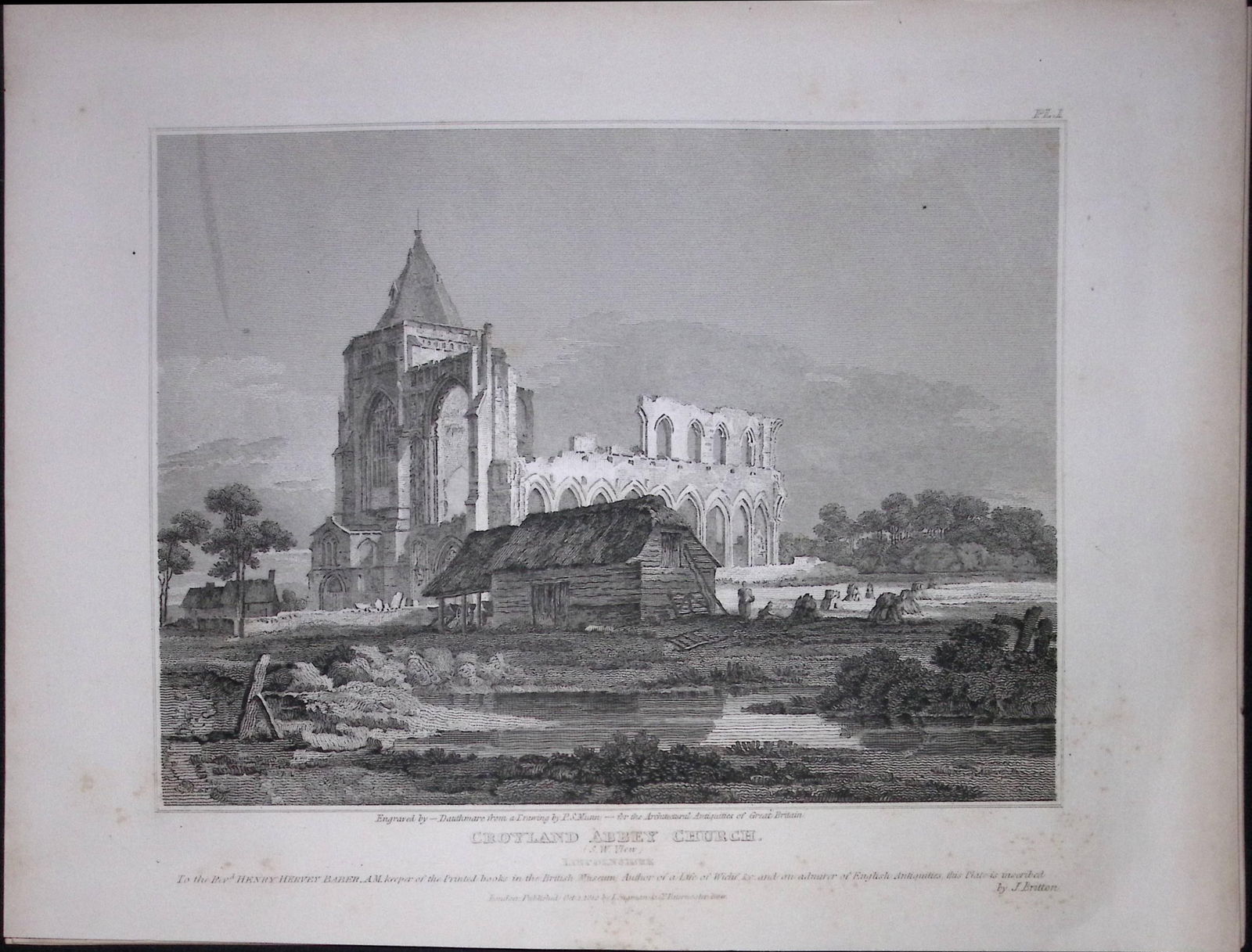 Croyland Church Lincoln 190 Years-Old Rare John Britton Antique Steel Engraving-84: Title: Croyland Church Lincoln 190 Years-Old Rare John Britton Antique Steel Engraving-84 Description: This 191 Years-Old Steel Gilt-Edged Engraved Plate Has Been Removed from an Antique Edition
