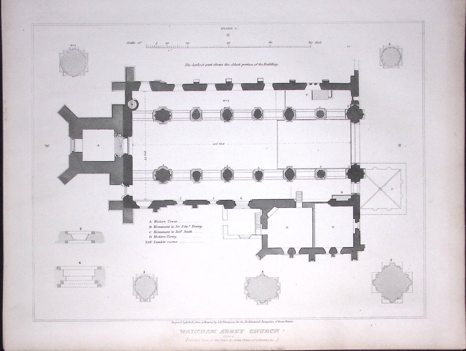 Waltham Abbey Church Essex 190 Years-Old Rare John Britton Antique Steel Engraving-141: Title: Waltham Abbey Church Essex 190 Years-Old Rare John Britton Antique Steel Engraving-141 Description: This 191 Years-Old Steel Engraved Plate Has Been Removed from an Antique Ed
