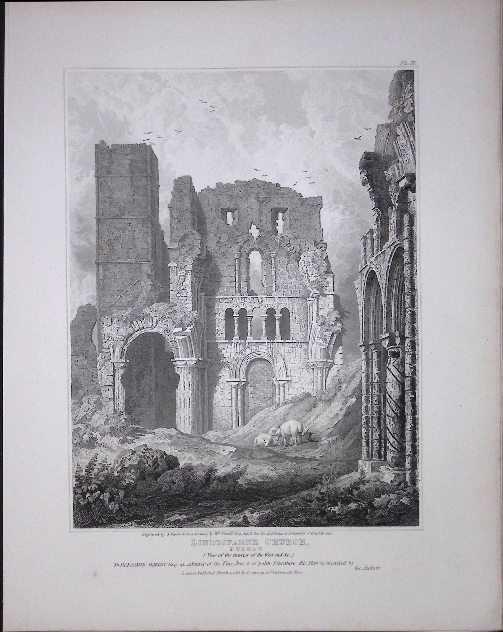 Lindisfarne Church Durham 190 Years-Old Rare John Britton Antique Steel Engraving-81: Title: Lindisfarne Church Durham 190 Years-Old Rare John Britton Antique Steel Engraving-81 Description: This 191 Years-Old Steel Gilt-Edged Engraved Plate Has Been Removed from an A