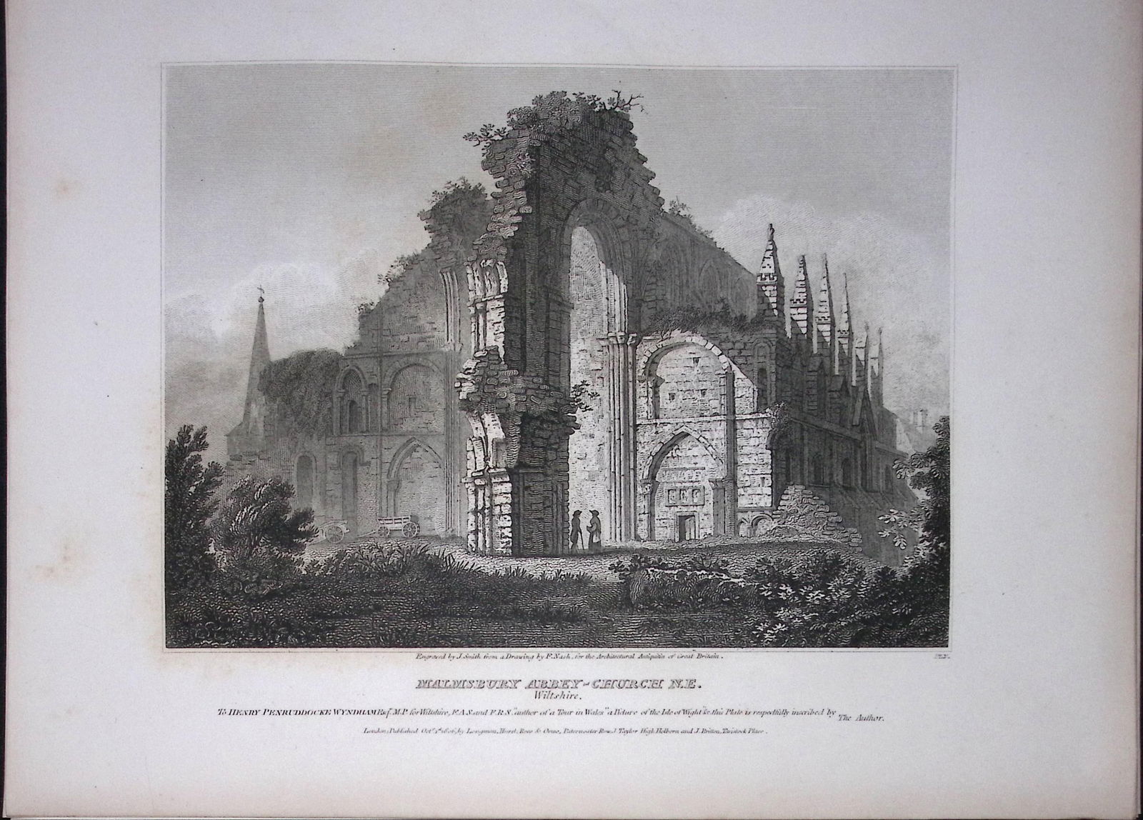 Malmsbury Church-Wiltshire 190 Years-Old Rare John Britton Antique Steel Engraving-47: Title: Malmsbury Church-Wiltshire 190 Years-Old Rare John Britton Antique Steel Engraving-47 Description: This 191 Years-Old Steel Engraved Plate Has Been Removed from an Antique Edition of. 