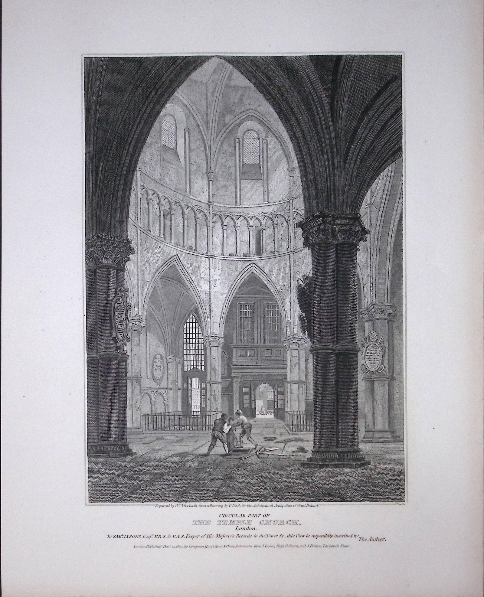 The Temple Church London Rare John Britton 191 Years-Old Antique Steel Engraving-22: Title: The Temple Church London Rare John Britton 191 Years-Old Antique Steel Engraving-22 Description: This 191 Years-Old Steel Gilt-Edged Engraved Plate Has Been Removed from an An