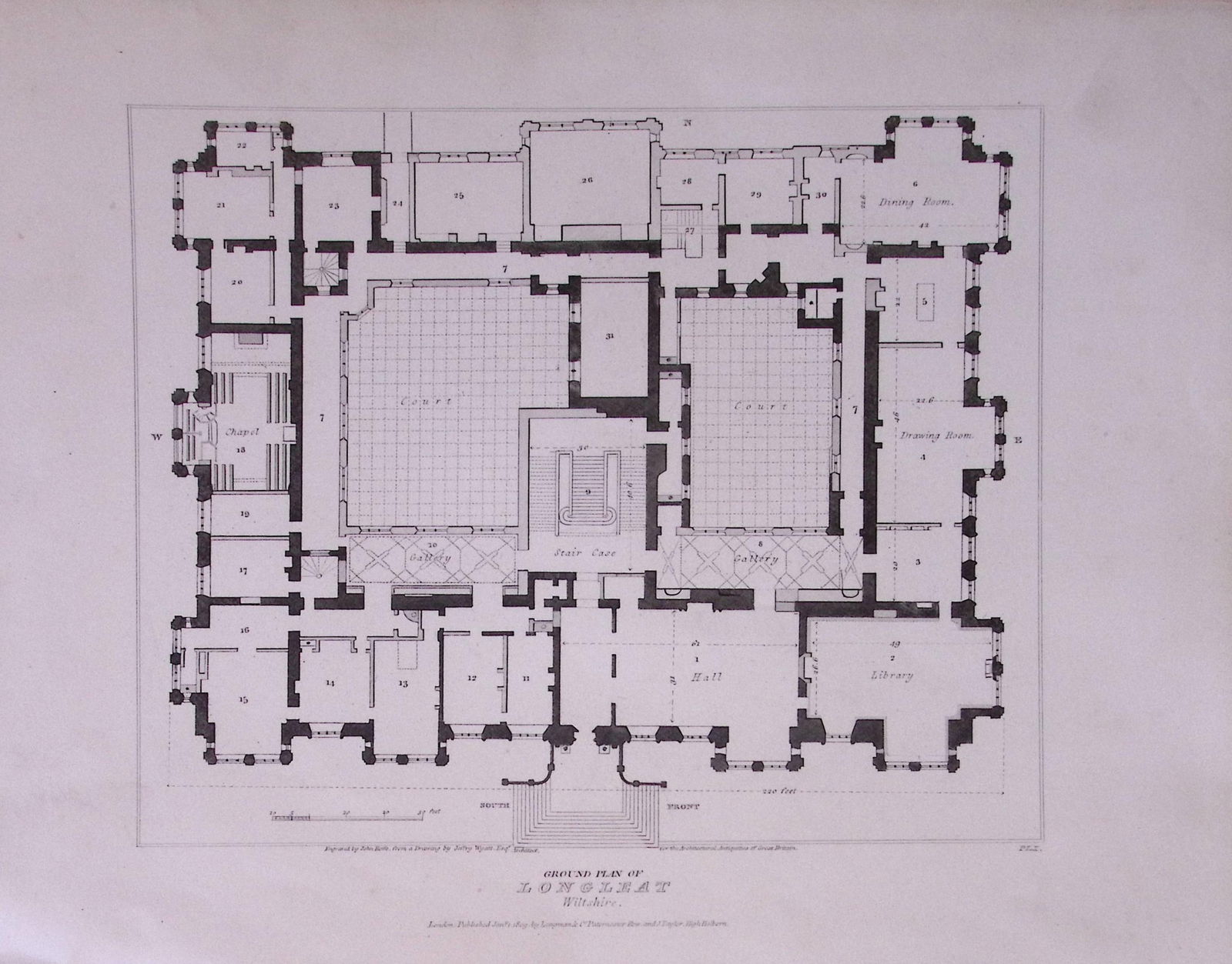 Longleat House Wiltshire 190 Years-Old John Britton Antique Steel Engraving-214: Title: Longleat House Wiltshire 190 Years-Old John Britton Antique Steel Engraving-214 Description: This 191 Years-Old Steel Engraved Plate Has Been Removed from an Antique Edition of. John