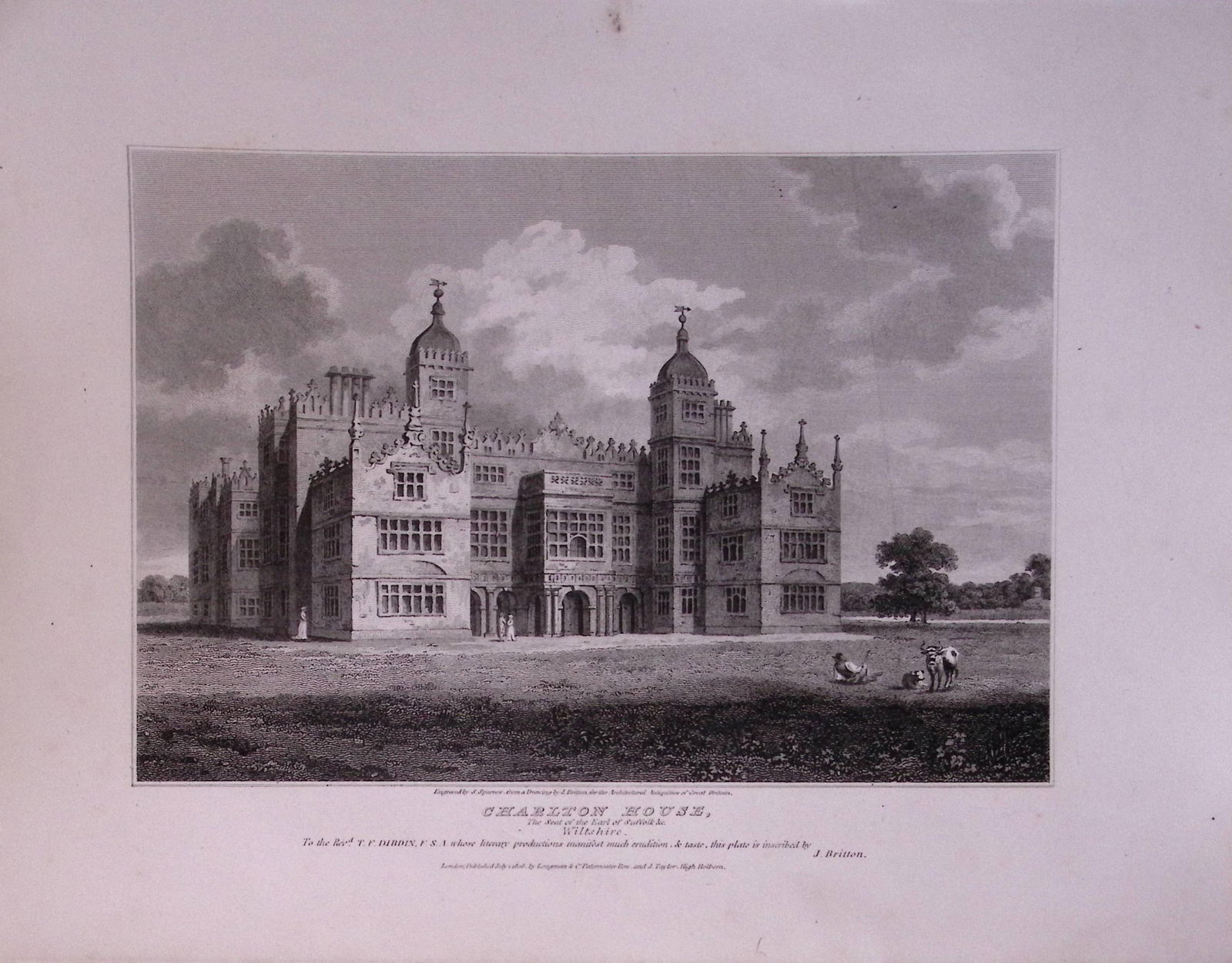 Charlton House Wiltshire 190 Years-Old John Britton Antique Steel Engraving-216: Title: Charlton House Wiltshire 190 Years-Old John Britton Antique Steel Engraving-216 Description: This 191 Years-Old Steel Engraved Plate Has Been Removed from an Antique Edition o