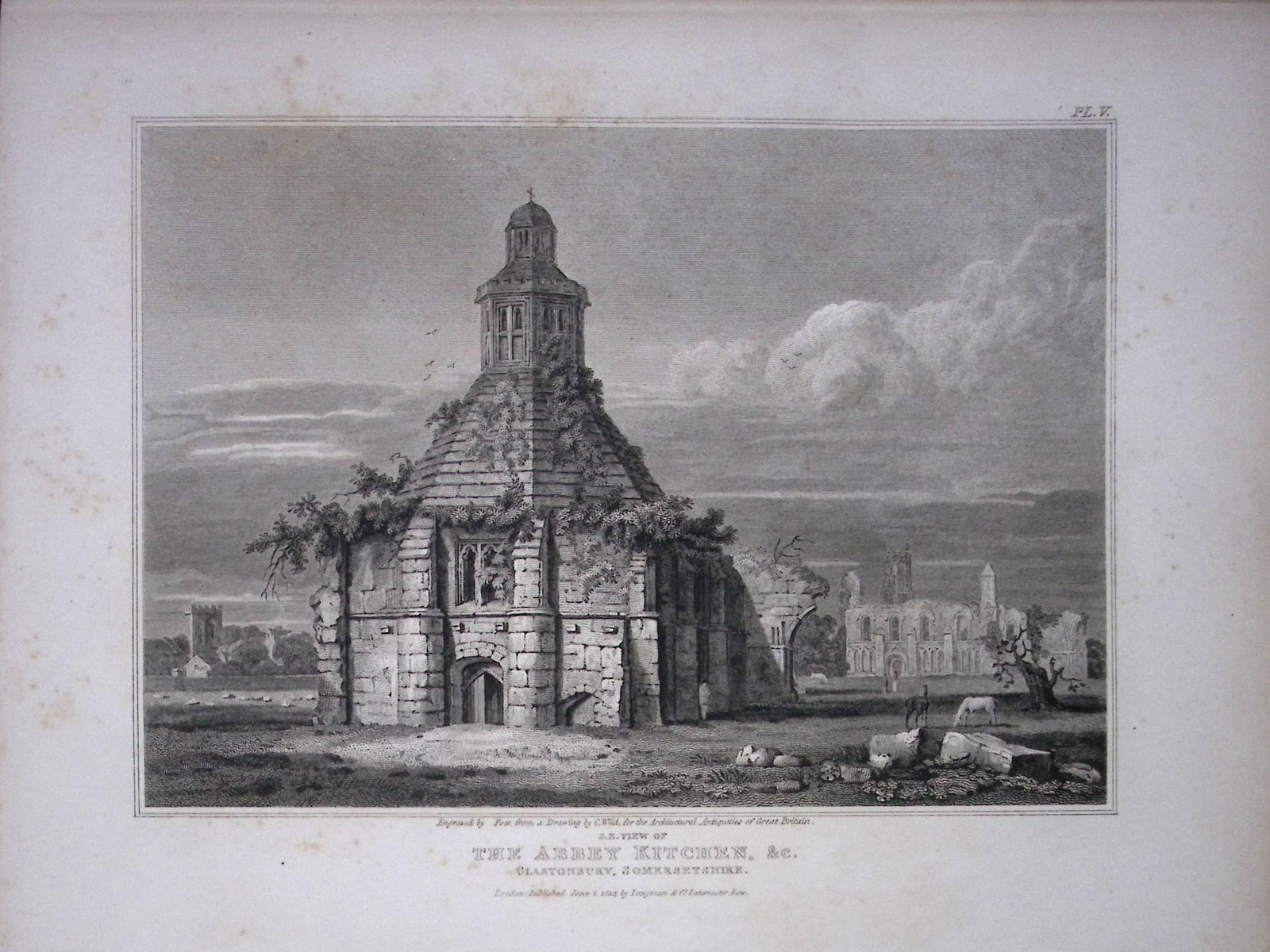 Glastonbury The Abbey Kitchens 190 Years-Old Rare John Britton Antique Steel Engraving-134: Title: Glastonbury The Abbey Kitchens 190 Years-Old Rare John Britton Antique Steel Engraving-134 Description: This 191 Years-Old Steel Gilt-Edged Engraved Plate Has Been Removed from an Antique