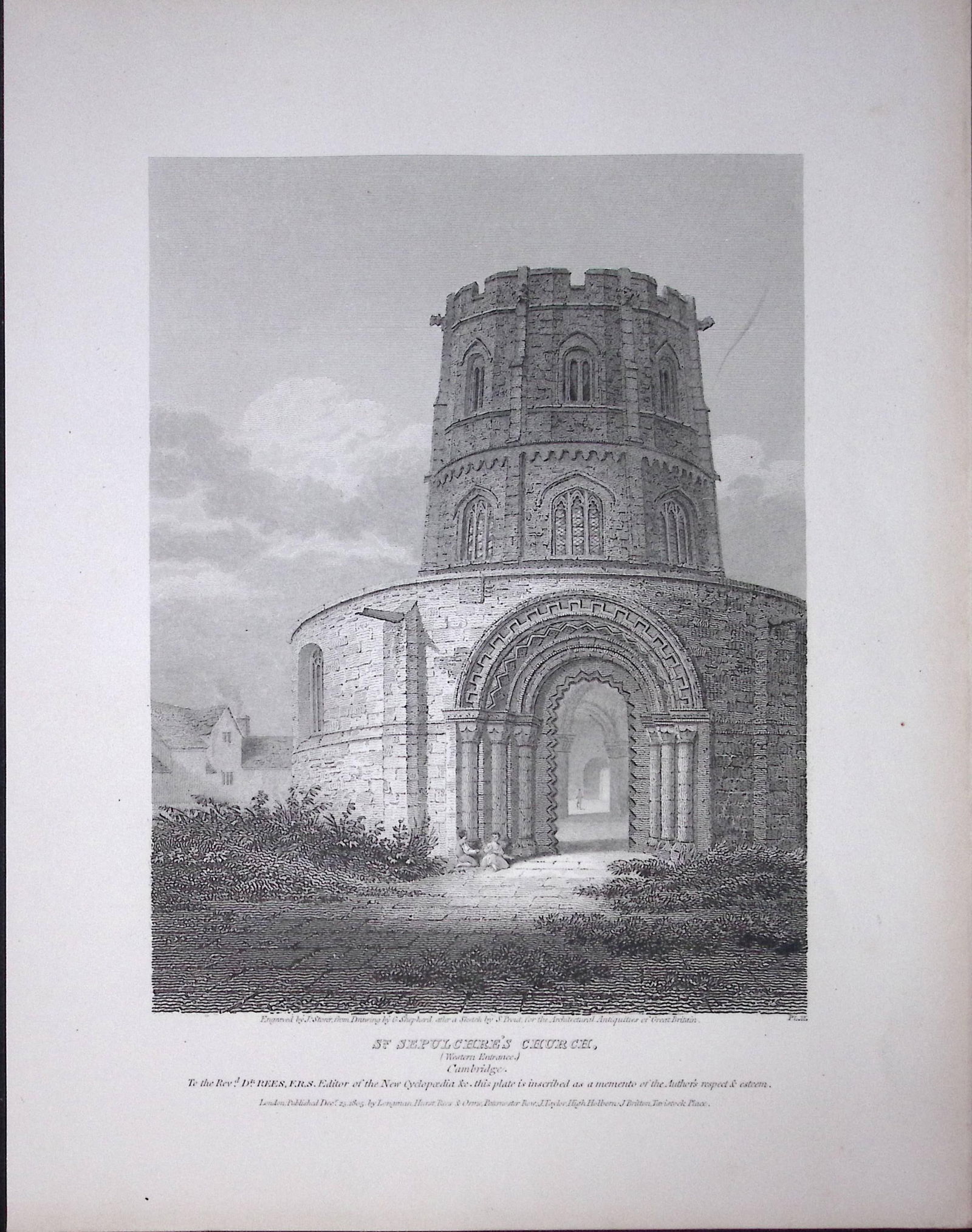 Holy Sepulchre Cambridge Rare John Britton 191 Years-Old Antique Steel Engraving-16: Title: Holy Sepulchre Cambridge Rare John Britton 191 Years-Old Antique Steel Engraving-16 Description: This 191 Years-Old Steel Engraved Plate Has Been Removed from an Antique Edition of. John