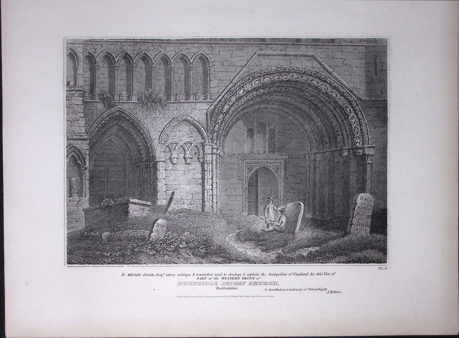 Dunstable Priory Church Beds Rare John Britton 191 Years-Old Antique Steel Engraving-4: Title: Dunstable Priory Church Beds Rare John Britton 191 Years-Old Antique Steel Engraving-4 Description: This 191 Years-Old Steel Gilt-Edged Engraved Plate Has Been Removed from an