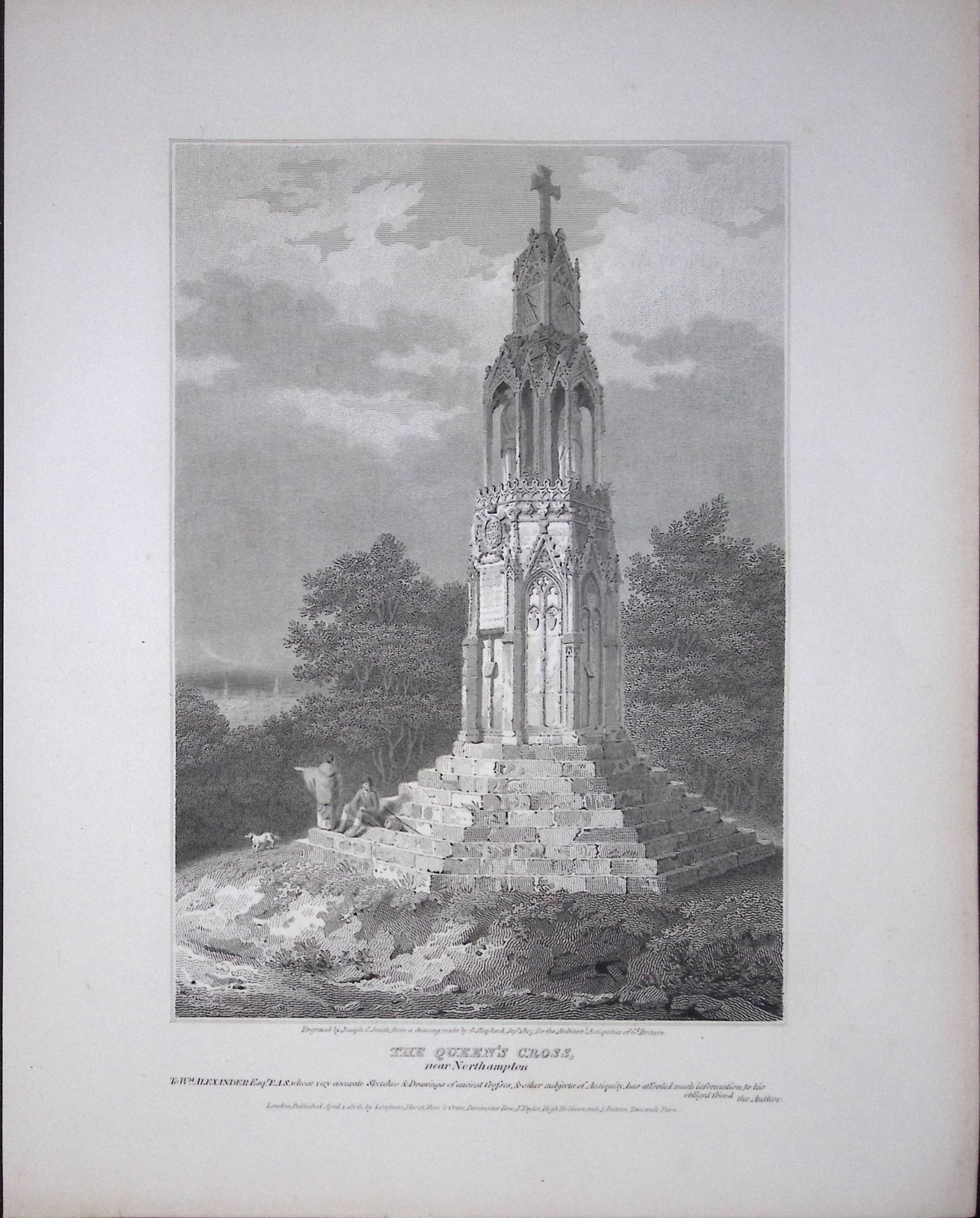 The Queens Cross Northampton 190 Years-Old Rare John Britton Antique Steel Engraving-39: Title: The Queens Cross Northampton 190 Years-Old Rare John Britton Antique Steel Engraving-39 Description: This 191 Years-Old Steel Gilt-Edged Engraved Plate Has Been Removed from