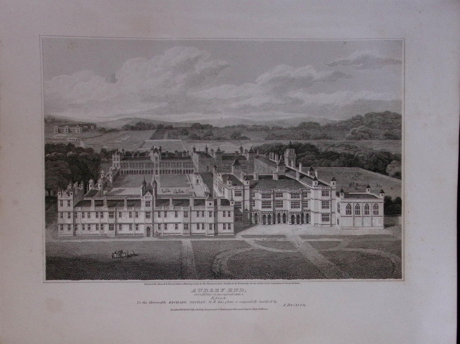 Audley End Essex 190 Years-Old John Britton Antique Steel Engraving-201: Title: Audley End Essex 190 Years-Old John Britton Antique Steel Engraving-201 Description: This 191 Years-Old Steel Engraved Plate Has Been Removed from an Antique Edition of. John Britton The