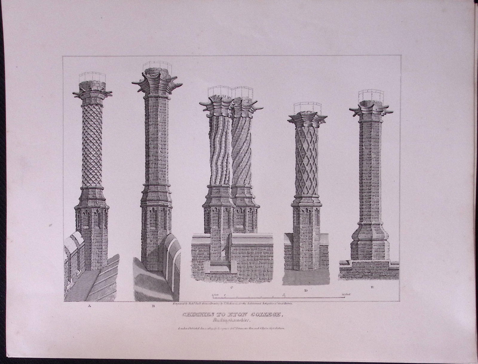 Eton College Buckinghamshire 190 Years-Old John Britton Antique Steel Engraving-220: Title: Eton College Buckinghamshire 190 Years-Old John Britton Antique Steel Engraving-220 Description: This 191 Years-Old Steel Gilt-Edged Engraved Plate Has Been Removed from an Antique
