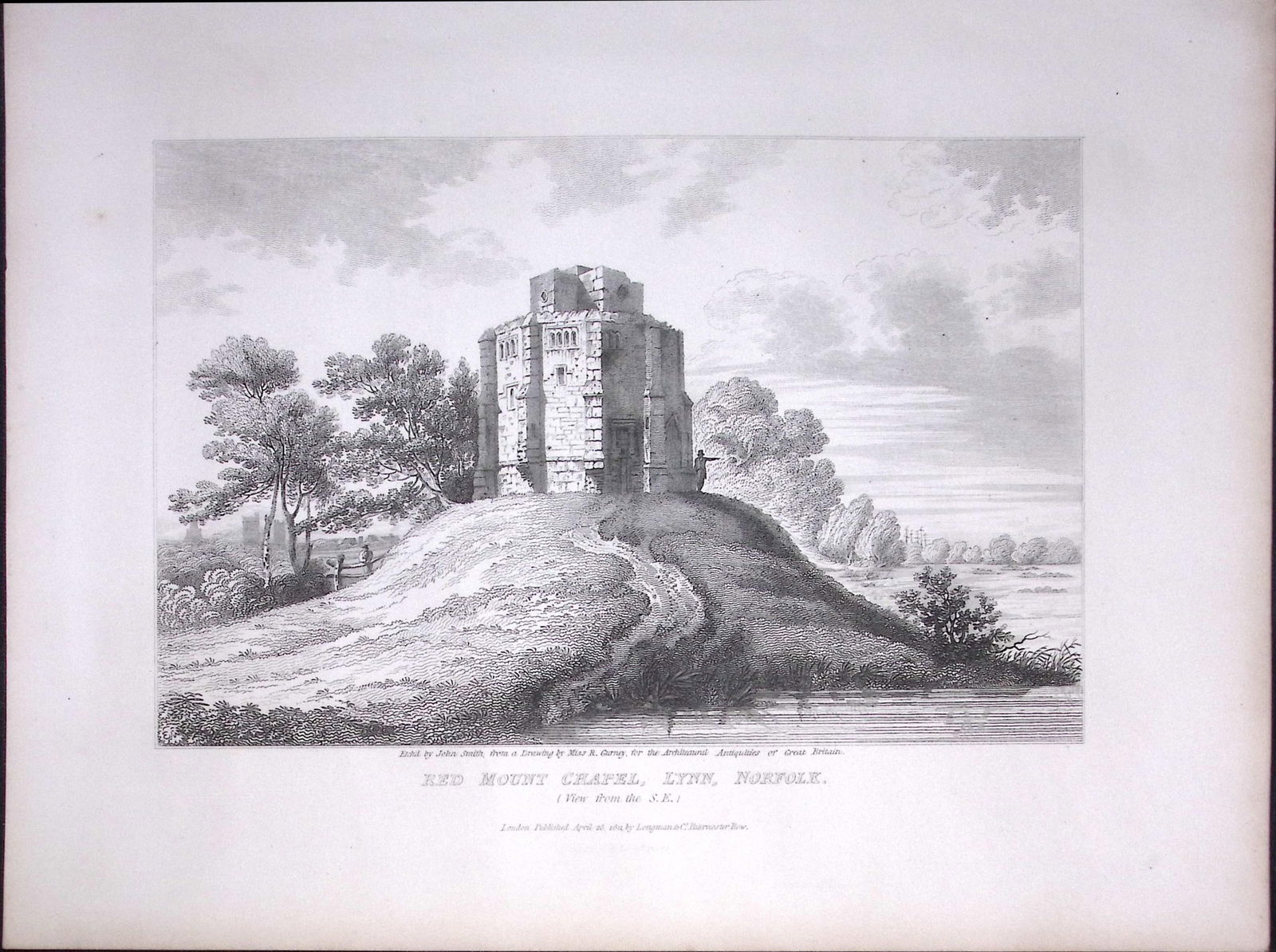 Red Mount Chapel Norfolk 190 Years-Old John Britton Antique Steel Engraving-160: Title: Red Mount Chapel Norfolk 190 Years-Old John Britton Antique Steel Engraving-160 Description: This 191 Years-Old Steel Gilt-Edged Engraved Plate Has Been Removed from an Antique Edition