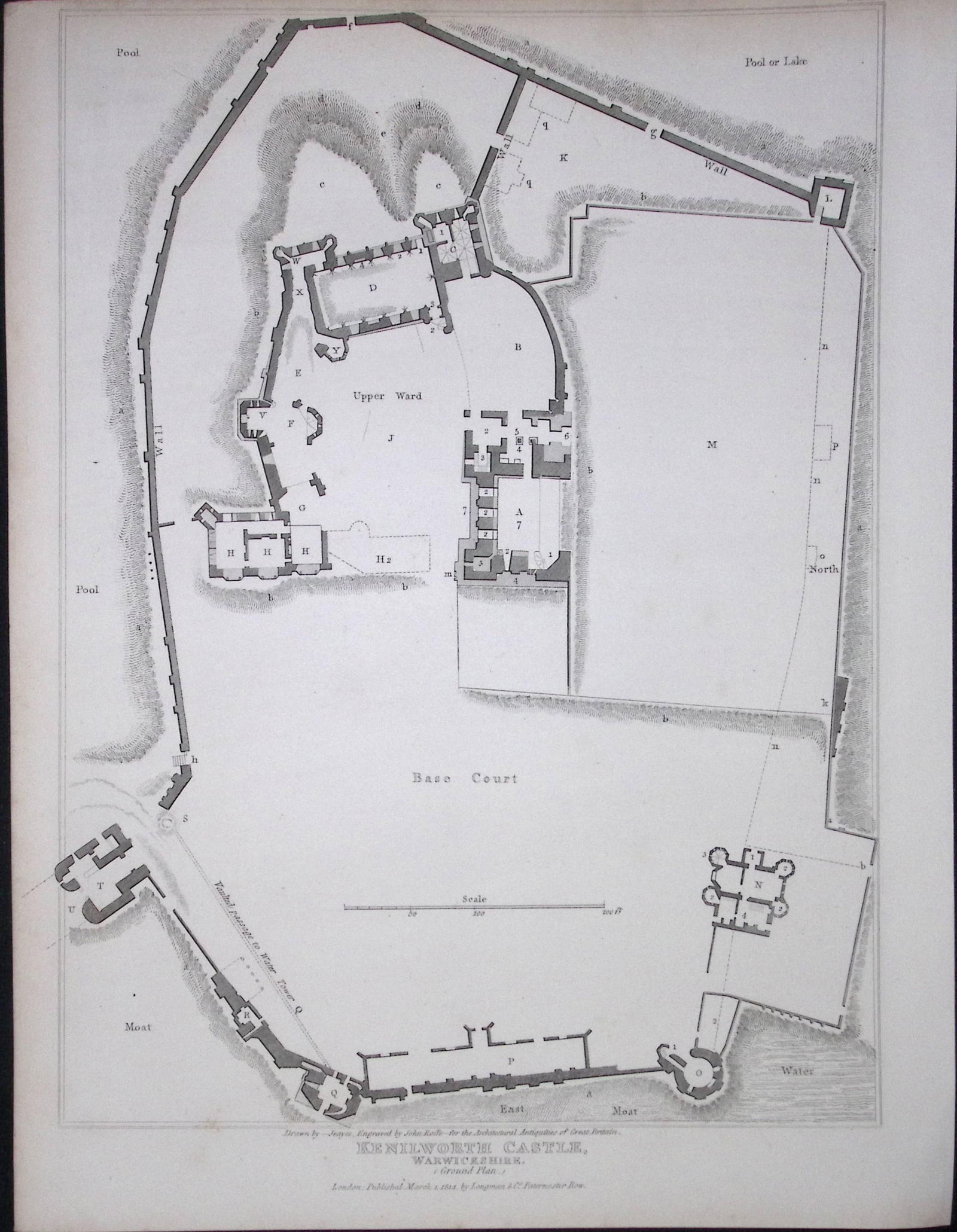 Kenilworth Castle Warwickshire 190 Years-Old Rare John Britton Antique Steel Engraving-119: Title: Kenilworth Castle Warwickshire 190 Years-Old Rare John Britton Antique Steel Engraving-119 Description: This 191 Years-Old Steel Gilt-Edged Engraved Plate Has Been Removed fro