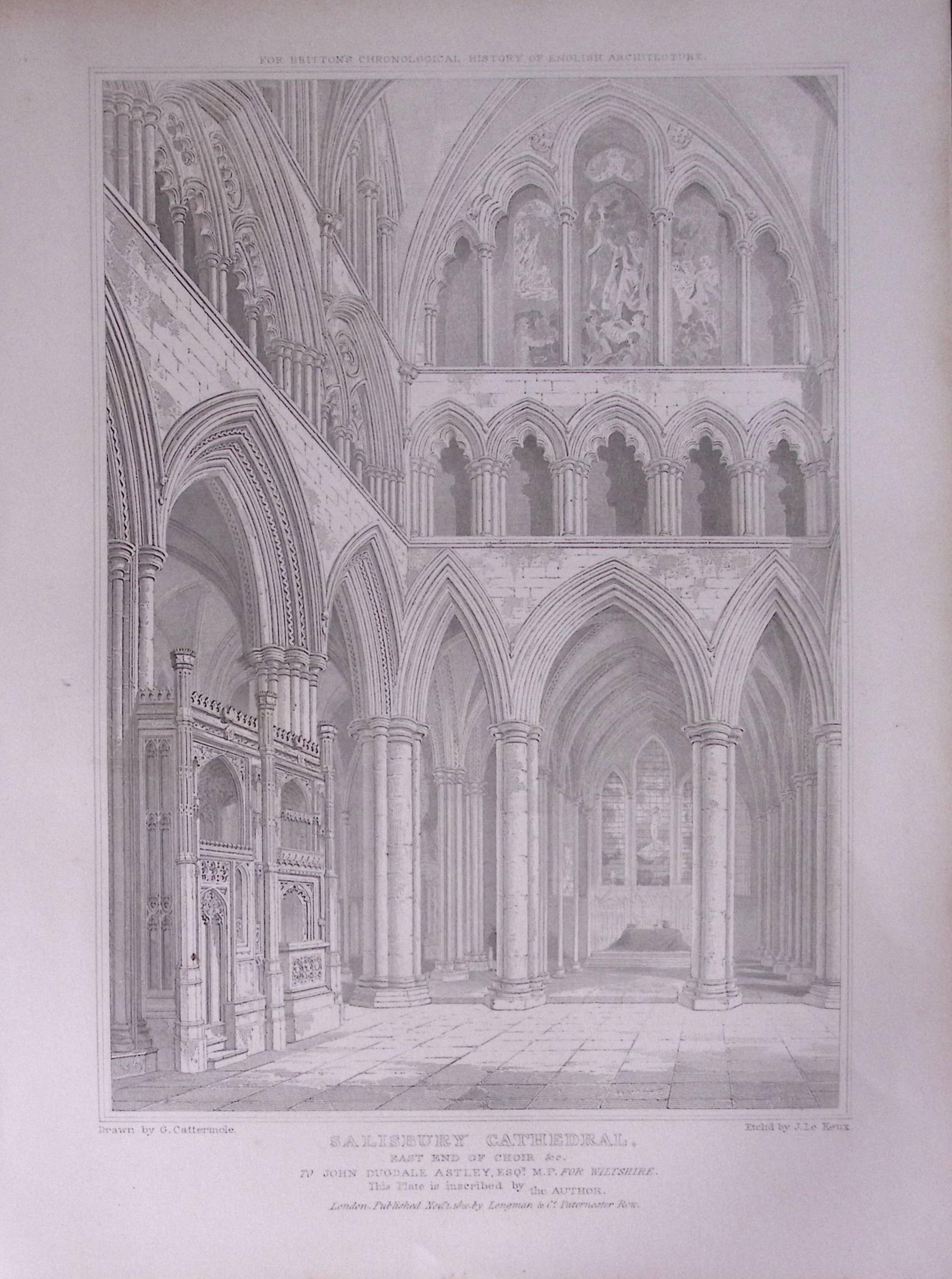 Salisbury Cathedral Wiltshire 190 Years-Old John Britton Antique Steel Engraving-227: Title: Salisbury Cathedral Wiltshire 190 Years-Old John Britton Antique Steel Engraving-227 Description: This 191 Years-Old Steel Engraved Plate Has Been Removed from an Antique Edit