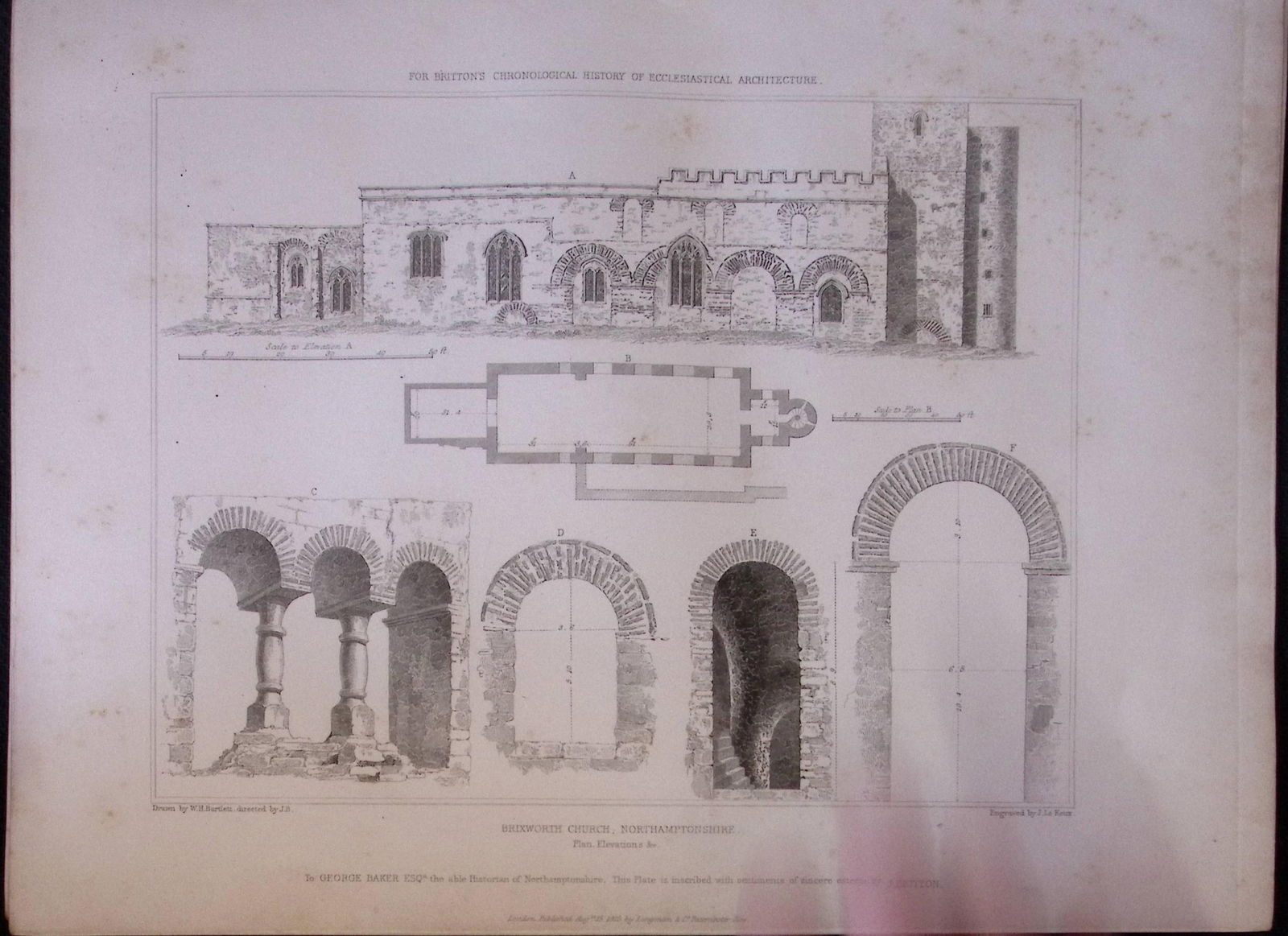 Brixworth Church Northampton 190 Years-Old John Britton Antique Steel Engraving-190: Title: Brixworth Church Northampton 190 Years-Old John Britton Antique Steel Engraving-190 Description: This 191 Years-Old Steel Gilt-Edged Engraved Plate Has Been Removed from an An