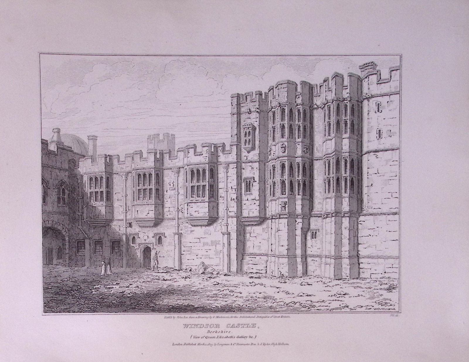 Windsor Castle Berkshire 190 Years-Old John Britton Antique Steel Engraving-217: Title: Windsor Castle Berkshire 190 Years-Old John Britton Antique Steel Engraving-217 Description: This 191 Years-Old Steel Gilt-Edged Engraved Plate Has Been Removed from an Antique Edition
