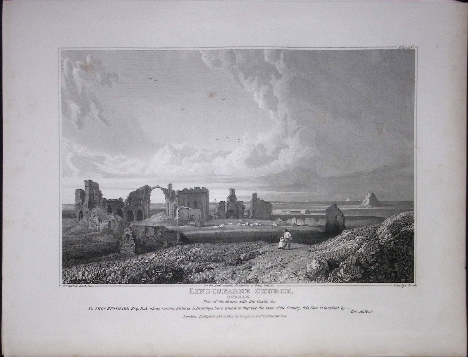 Lindisfarne Church Durham 190 Years-Old Rare John Britton Antique Steel Engraving-83: Title: Lindisfarne Church Durham 190 Years-Old Rare John Britton Antique Steel Engraving-83 Description: This 191 Years-Old Steel Gilt-Edged Engraved Plate Has Been Removed from an A