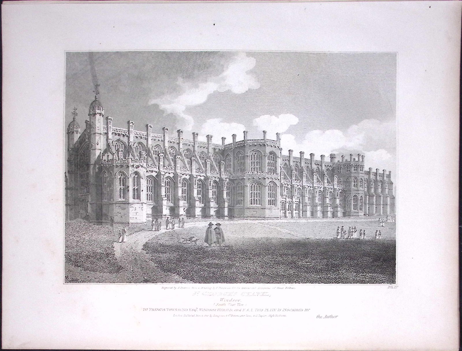 St Georges Chapel Windsor 190 Years-Old Rare John Britton Antique Steel Engraving-148: Title: St Georges Chapel Windsor 190 Years-Old Rare John Britton Antique Steel Engraving-148 Description: This 191 Years-Old Steel Gilt-Edged Engraved Plate Has Been Removed from an Antique