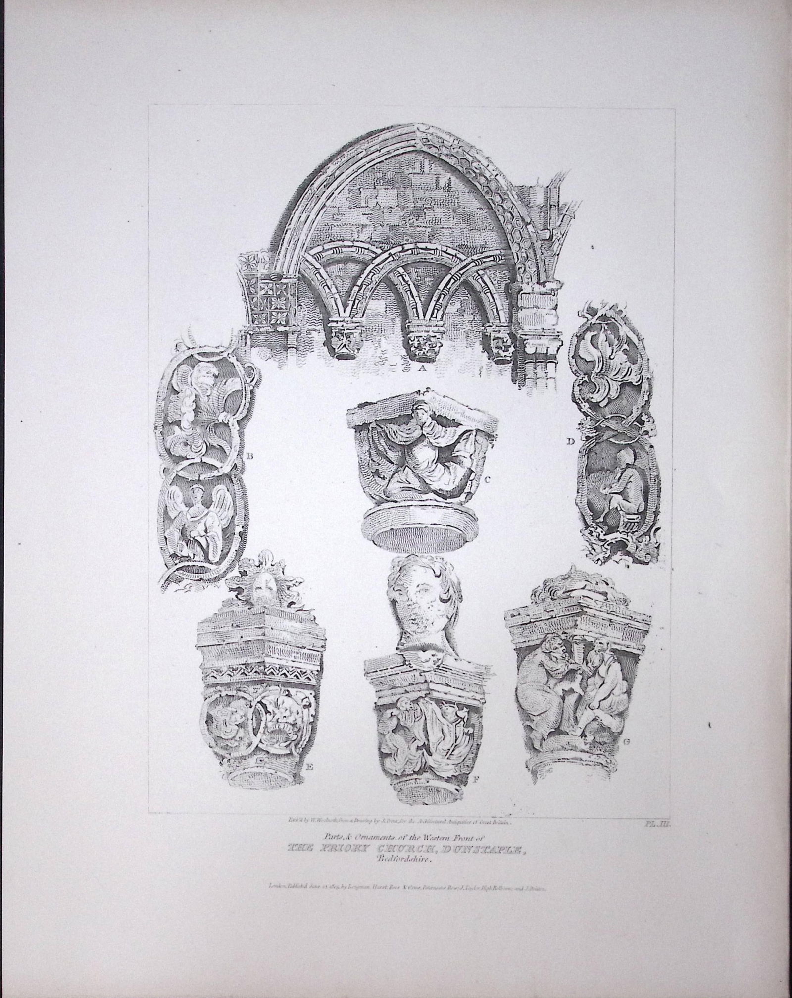 Dunstable Priory Church Beds Rare John Britton 191 Years-Old Antique Steel Engraving-6: Title: Dunstable Priory Church Beds Rare John Britton 191 Years-Old Antique Steel Engraving-6 Description: This 191 Years-Old Steel Gilt-Edged Engraved Plate Has Been Removed from an Antique
