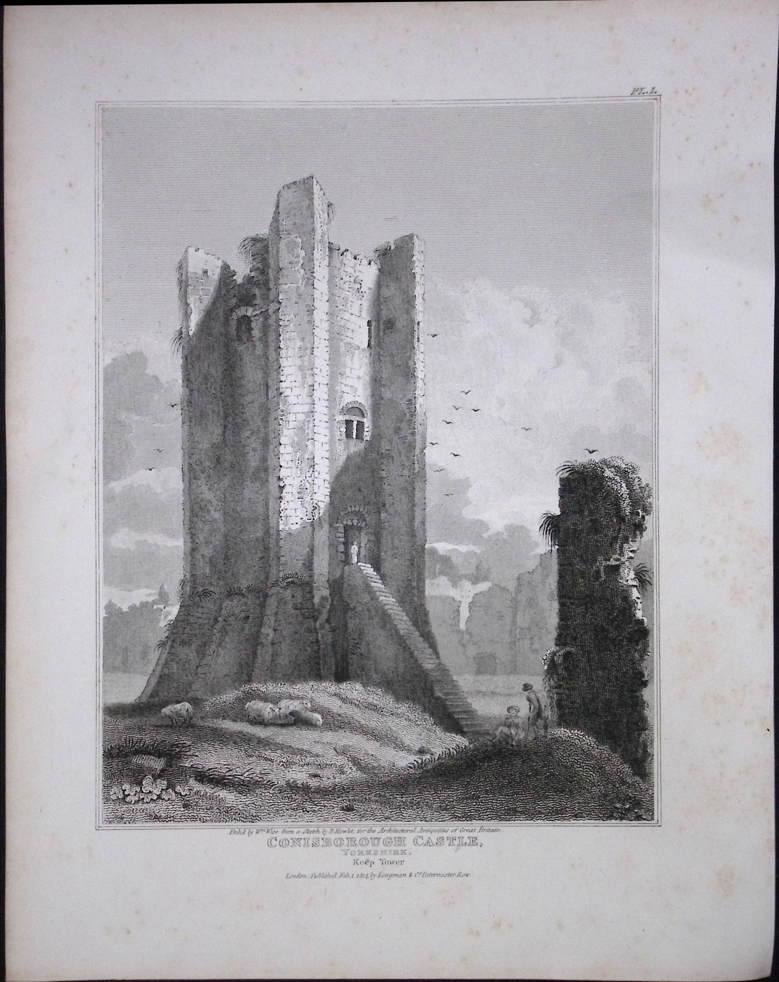 Conisborough Castle Yorkshire 190 Years-Old Rare John Britton Antique Steel Engraving-104: Title: Conisborough Castle Yorkshire 190 Years-Old Rare John Britton Antique Steel Engraving-104 Description: This 191 Years-Old Steel Gilt-Edged Engraved Plate Has Been Removed from