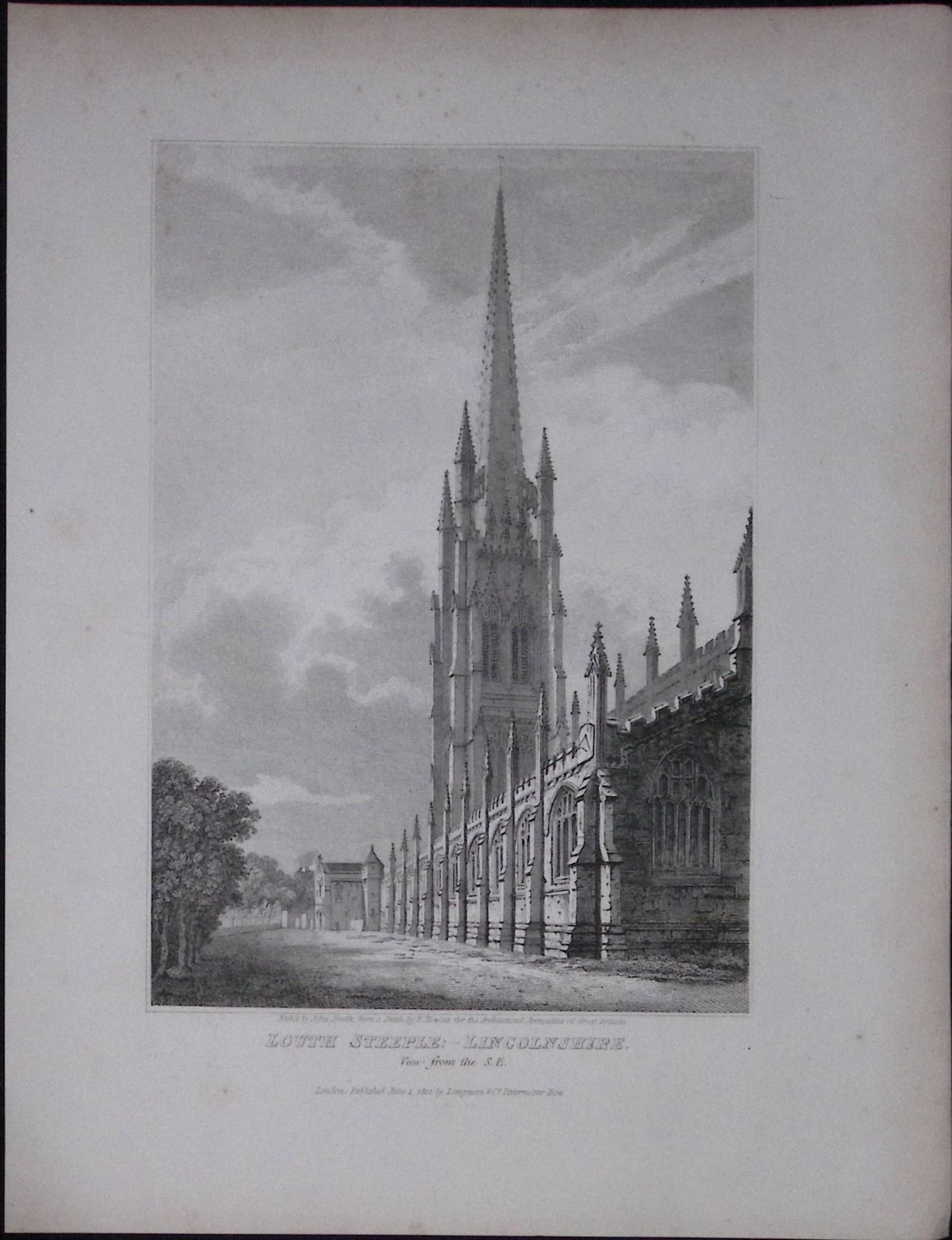 Louth Steeple Lincolnshire 190 Years-Old Rare John Britton Antique Steel Engraving-61: Title: Louth Steeple Lincolnshire 190 Years-Old Rare John Britton Antique Steel Engraving-61 Description: This 191 Years-Old Steel Gilt-Edged Engraved Plate Has Been Removed from an Antique