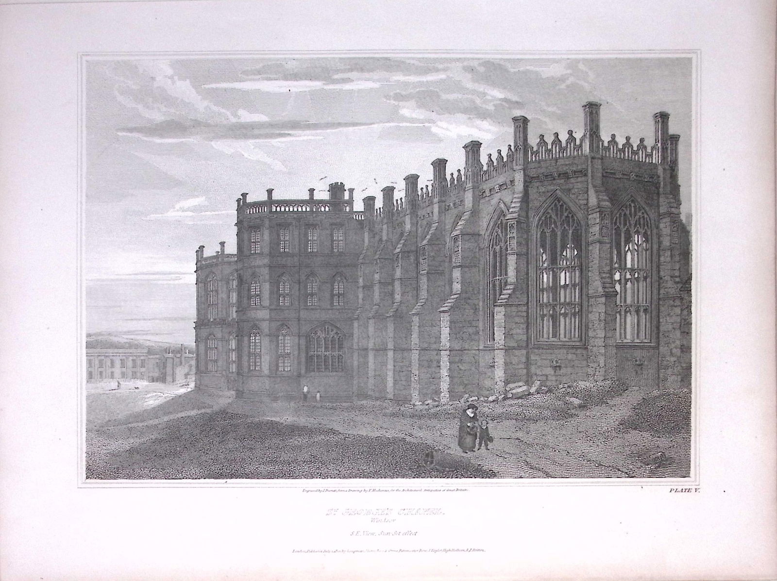 St Georges Chapel Windsor 190 Years-Old Rare John Britton Antique Steel Engraving-149: Title: St Georges Chapel Windsor 190 Years-Old Rare John Britton Antique Steel Engraving-149 Description: This 191 Years-Old Steel Gilt-Edged Engraved Plate Has Been Removed from an Antique