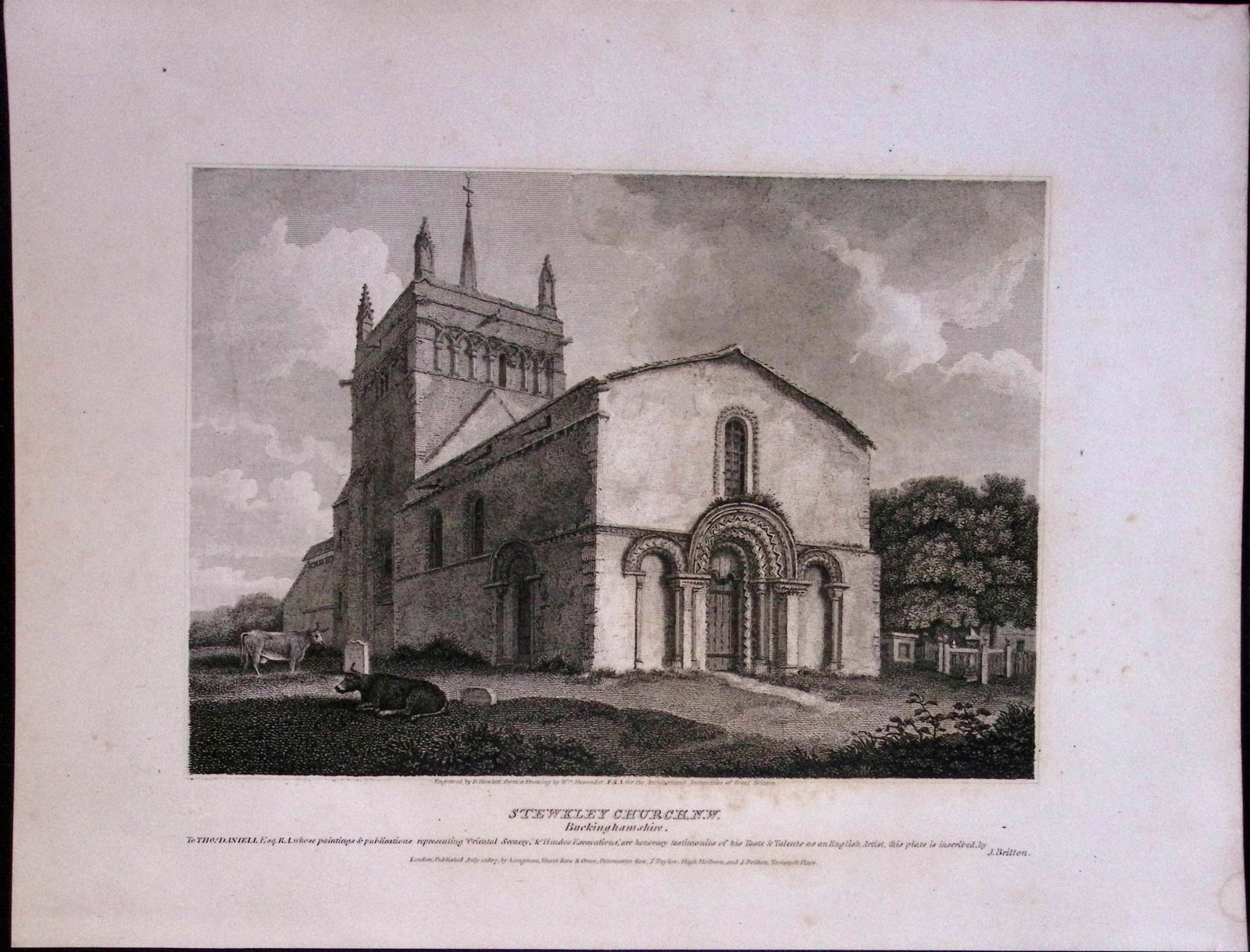 Stewkley Church Bucks 190 Years-Old John Britton Antique Steel Engraving-200: Title: Stewkley Church Bucks 190 Years-Old John Britton Antique Steel Engraving-200 Description: This 191 Years-Old Steel Gilt-Edged Engraved Plate Has Been Removed from an Antique Edition of. 