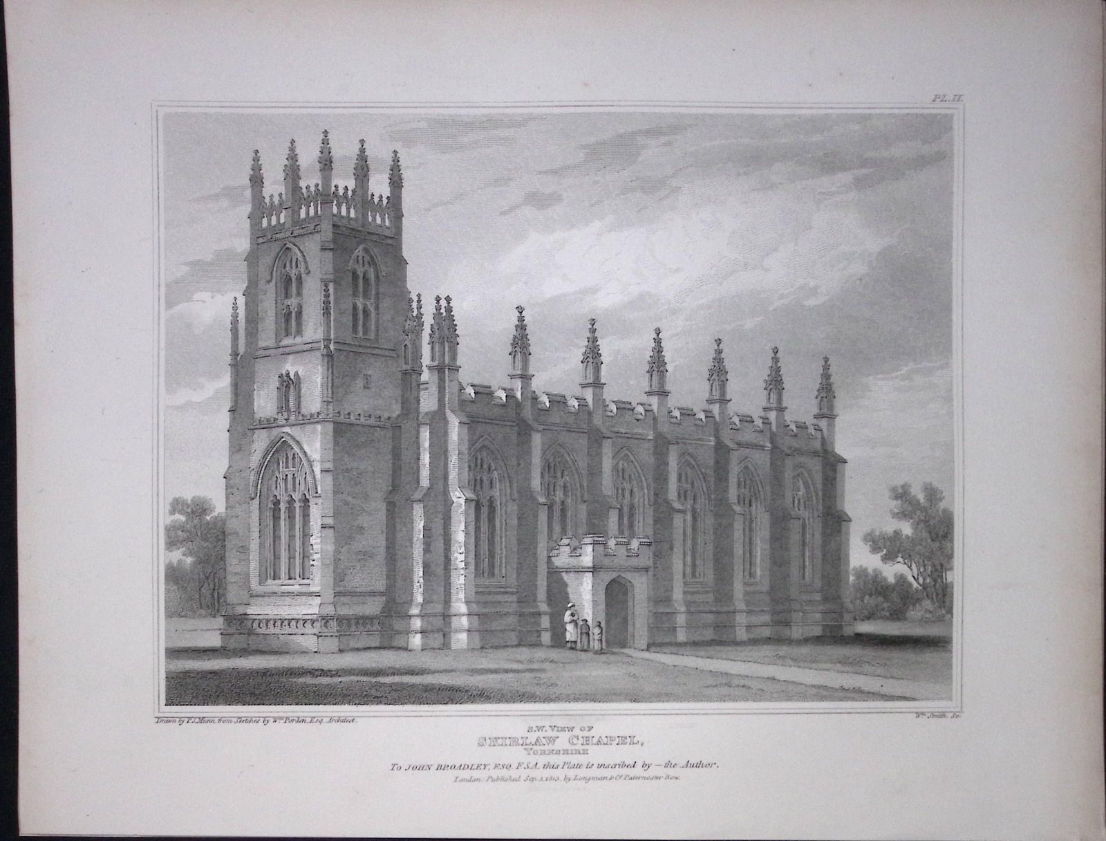 Skirlaw Chapel Yorkshire 190 Years-Old Rare John Britton Antique Steel Engraving-98: Title: Skirlaw Chapel Yorkshire 190 Years-Old Rare John Britton Antique Steel Engraving-98 Description: This 191 Years-Old Steel Gilt-Edged Engraved Plate Has Been Removed from an An