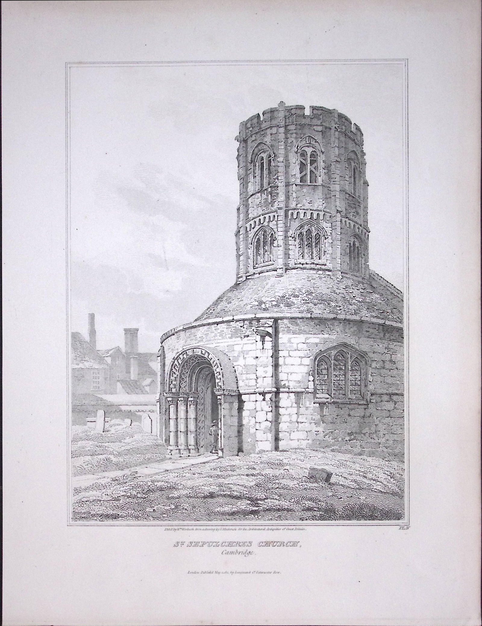 St Sepulchres Church Cambridge 190 Years-Old John Britton Antique Steel Engraving-186: Title: St Sepulchres Church Cambridge 190 Years-Old John Britton Antique Steel Engraving-186 Description: This 191 Years-Old Steel Engraved Plate Has Been Removed from an Antique Edition of. 