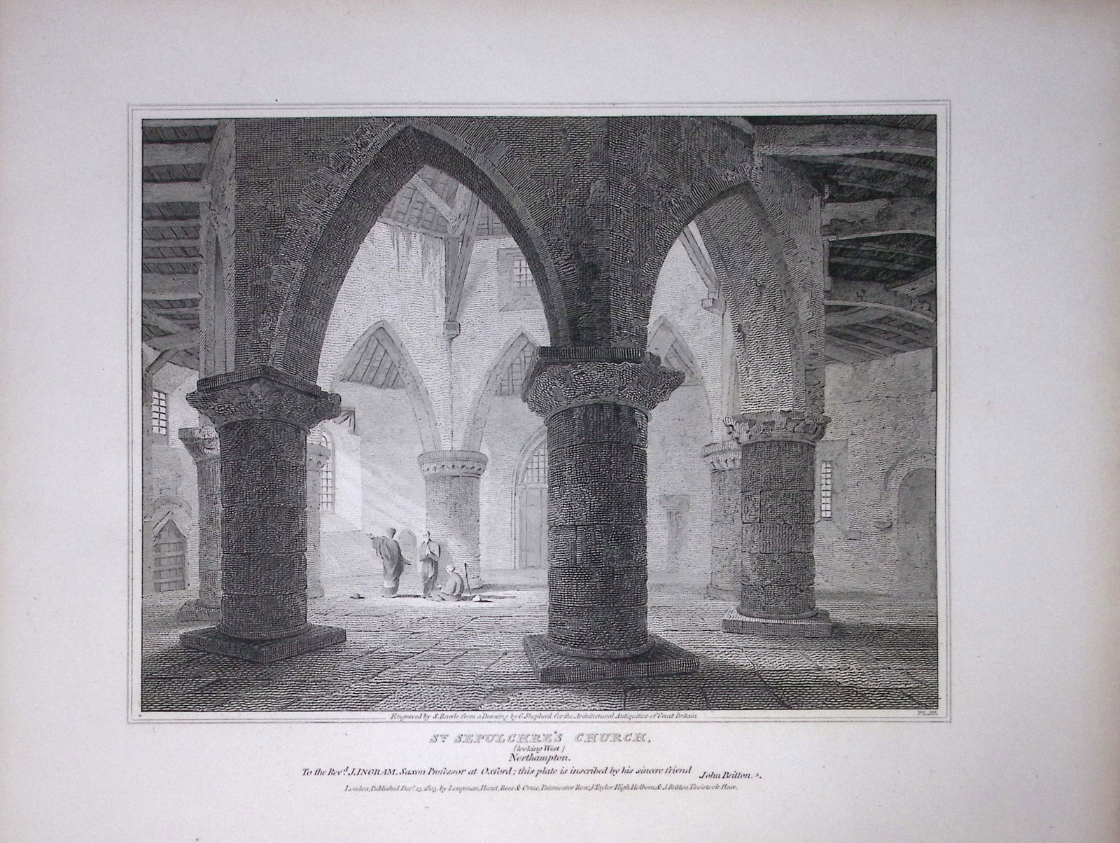 Holy Sepulchre Northampton Rare John Britton 191 Years-Old Antique Steel Engraving-20: Title: Holy Sepulchre Northampton Rare John Britton 191 Years-Old Antique Steel Engraving-20 Description: This 191 Years-Old Steel Gilt-Edged Engraved Plate Has Been Removed from an Antique