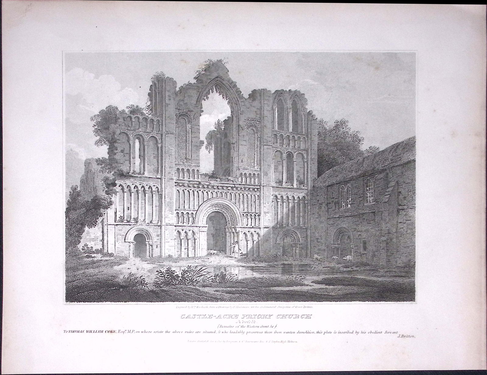 Castle-Acre Priory Norfolk 190 Years-Old Rare John Britton Antique Steel Engraving-136: Title: Castle-Acre Priory Norfolk 190 Years-Old Rare John Britton Antique Steel Engraving-136 Description: This 191 Years-Old Steel Gilt-Edged Engraved Plate Has Been Removed from an