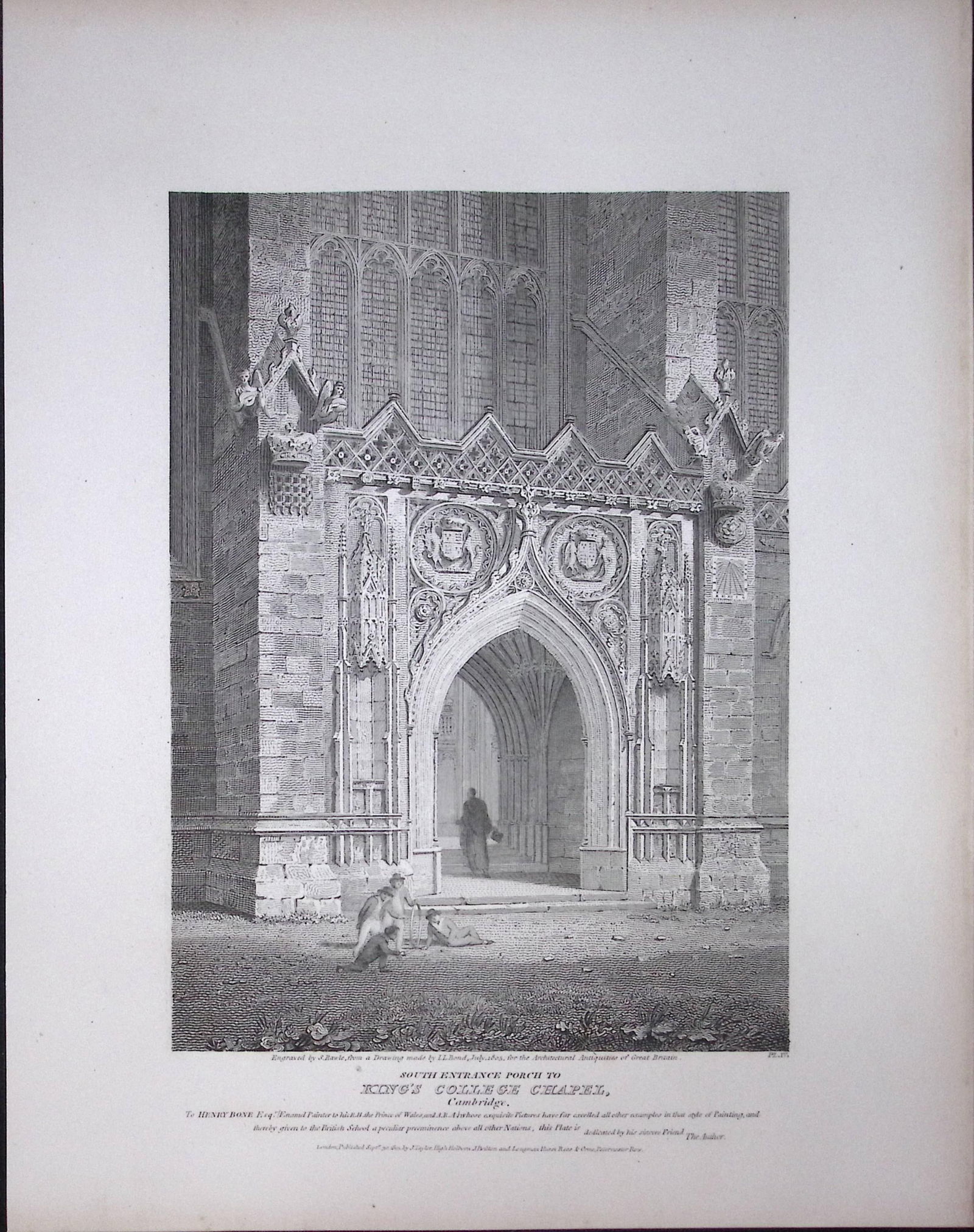Kings College Cambridge Rare John Britton 191 Years-Old Antique Steel Engraving-12: Title: Kings College Cambridge Rare John Britton 191 Years-Old Antique Steel Engraving-12 Description: This 191 Years-Old Steel Engraved Plate Has Been Removed from an Antique Edition of. John