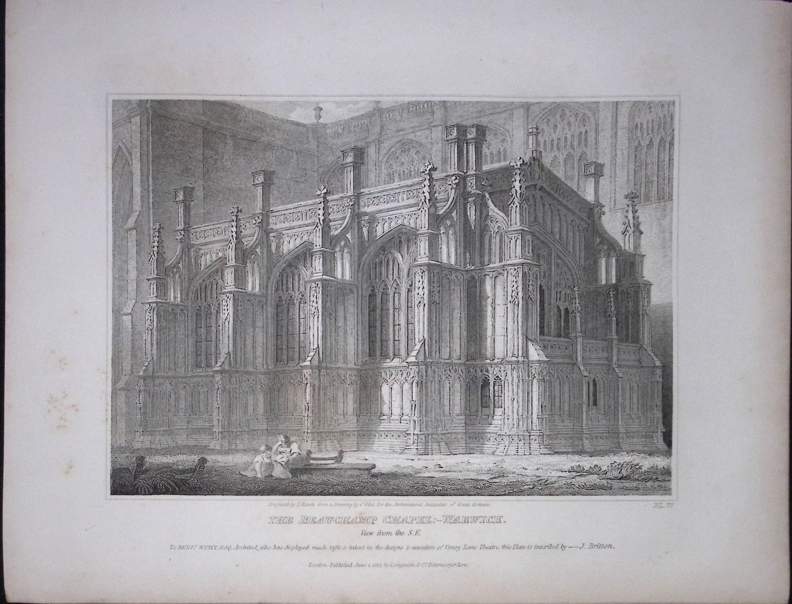 Beauchamp Chapel Warwick 190 Years-Old Rare John Britton Antique Steel Engraving-67: Title: Beauchamp Chapel Warwick 190 Years-Old Rare John Britton Antique Steel Engraving-67 Description: This 191 Years-Old Steel Gilt-Edged Engraved Plate Has Been Removed from an An