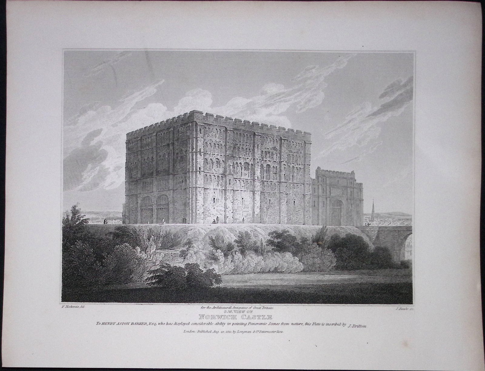 Norwich Castle Norfolk 190 Years-Old Rare John Britton Antique Steel Engraving-115: Title: Norwich Castle Norfolk 190 Years-Old Rare John Britton Antique Steel Engraving-115 Description: This 191 Years-Old Steel Gilt-Edged Engraved Plate Has Been Removed from an Ant