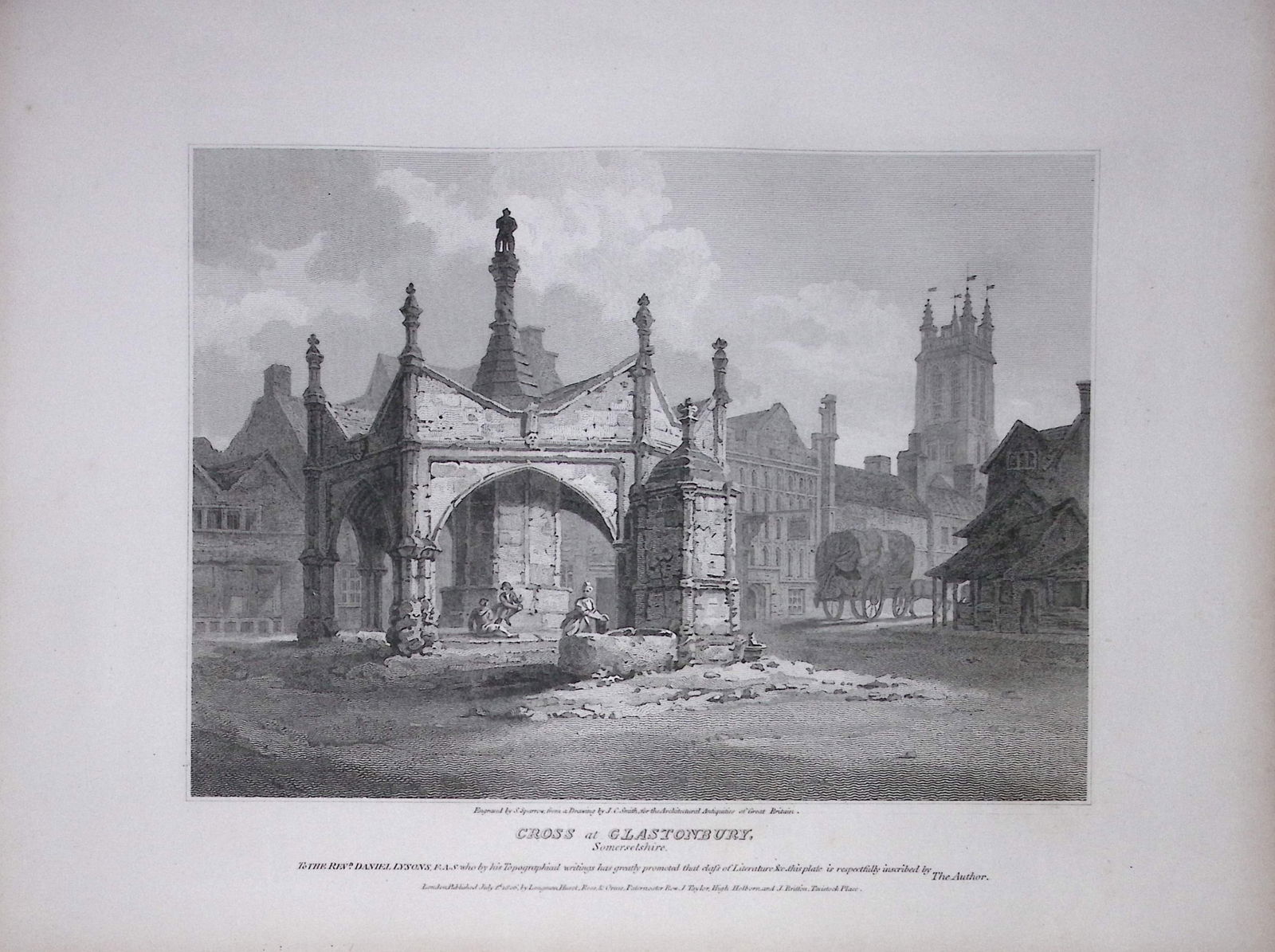 The Cross at Glastonbury 190 Years-Old Rare John Britton Antique Steel Engraving-36: Title: The Cross at Glastonbury 190 Years-Old Rare John Britton Antique Steel Engraving-36 Description: This 191 Years-Old Steel Gilt-Edged Engraved Plate Has Been Removed from an A