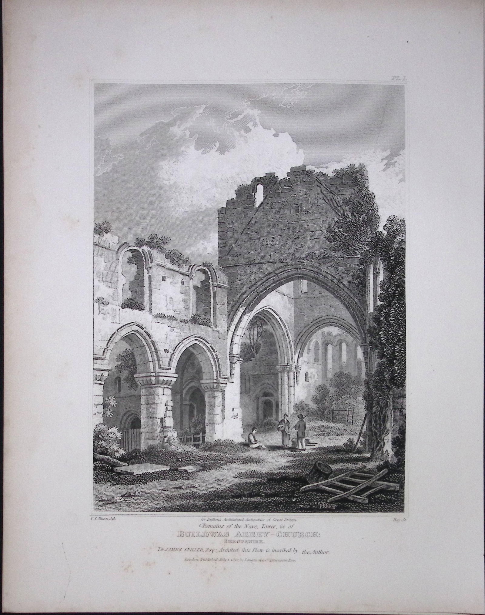 Buildwas Abbey Shropshire 190 Years-Old Rare John Britton Antique Steel Engraving-76: Title: Buildwas Abbey Shropshire 190 Years-Old Rare John Britton Antique Steel Engraving-76 Description: This 191 Years-Old Steel Gilt-Edged Engraved Plate Has Been Removed from an A