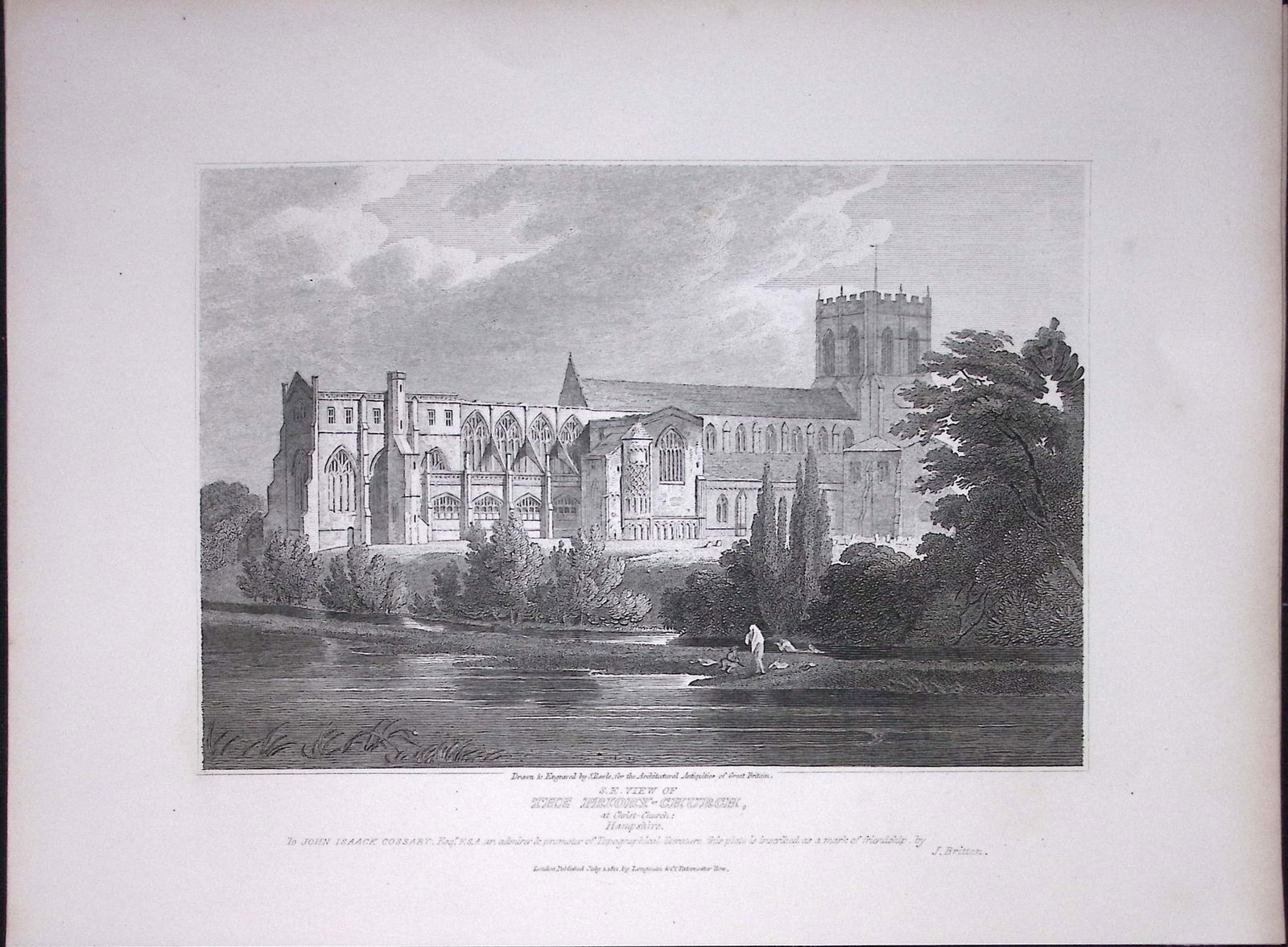 Priory Christ- Church Hampshire 190 Years-Old John Britton Antique Steel Engraving-169: Title: Priory Christ- Church Hampshire 190 Years-Old John Britton Antique Steel Engraving-169 Description: This 191 Years-Old Steel Gilt-Edged Engraved Plate Has Been Removed from an