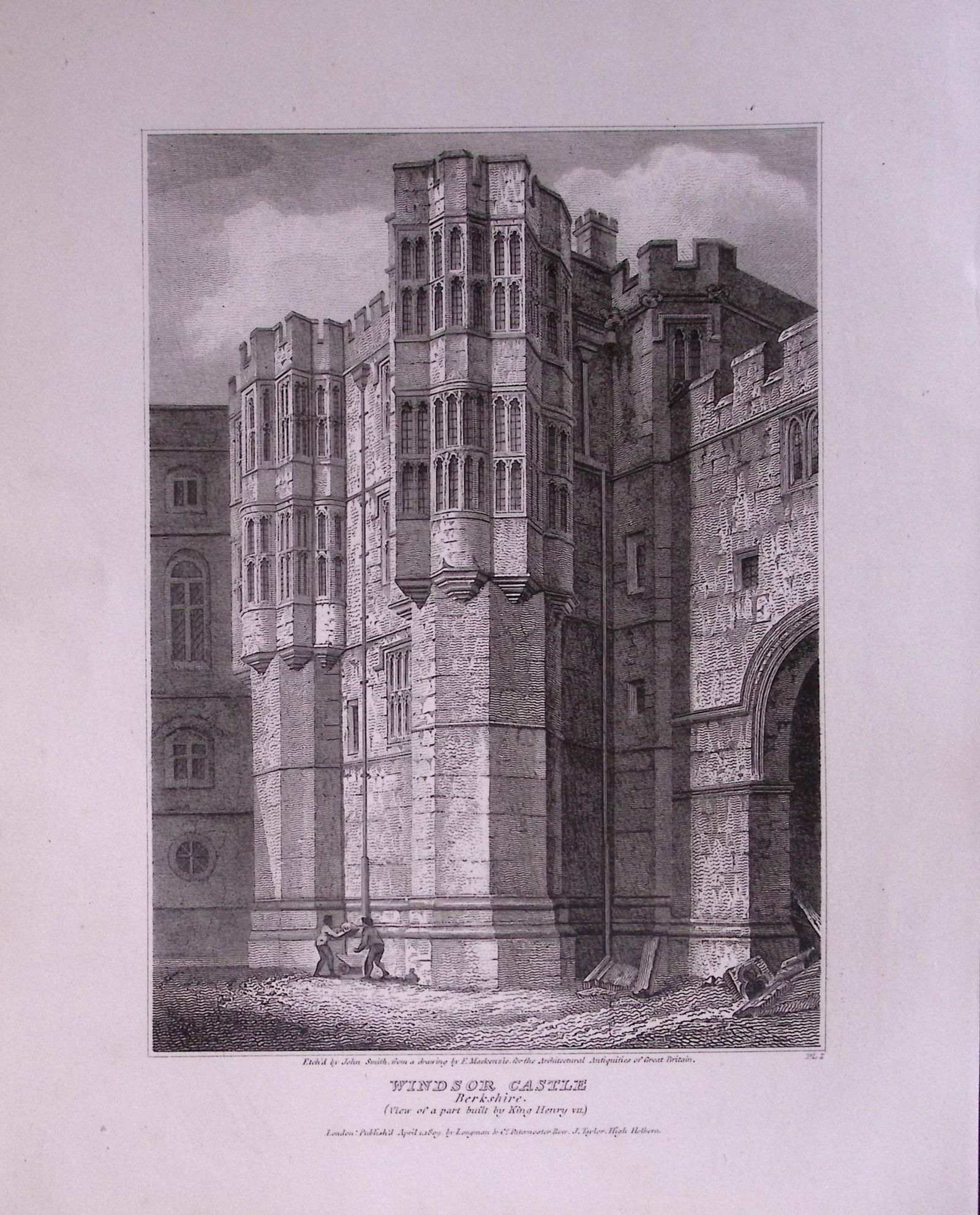 Windsor Castle Berkshire 190 Years-Old John Britton Antique Steel Engraving-218: Title: Windsor Castle Berkshire 190 Years-Old John Britton Antique Steel Engraving-218 Description: This 191 Years-Old Steel Gilt-Edged Engraved Plate Has Been Removed from an Antiqu