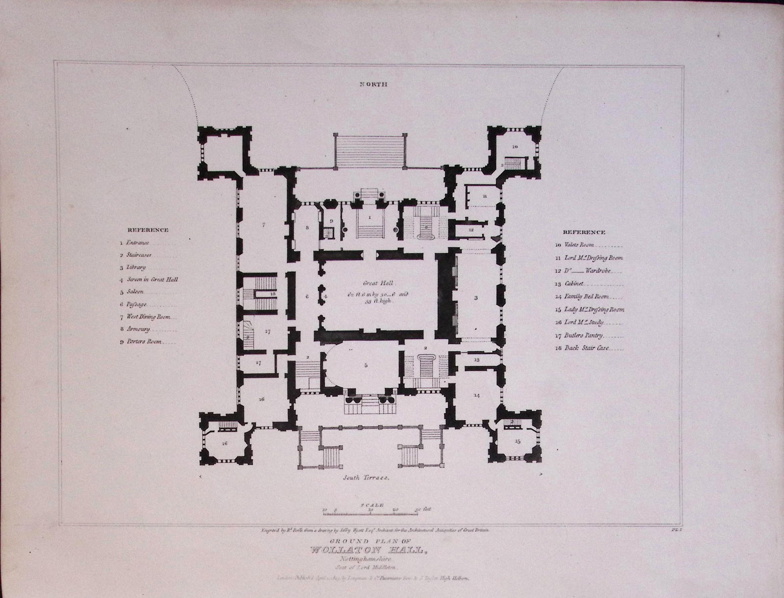 Wollaton Hall Nottingham 190 Years-Old John Britton Antique Steel Engraving-212: Title: Wollaton Hall Nottingham 190 Years-Old John Britton Antique Steel Engraving-212 Description: This 191 Years-Old Steel Gilt-Edged Engraved Plate Has Been Removed from an Antique Edition
