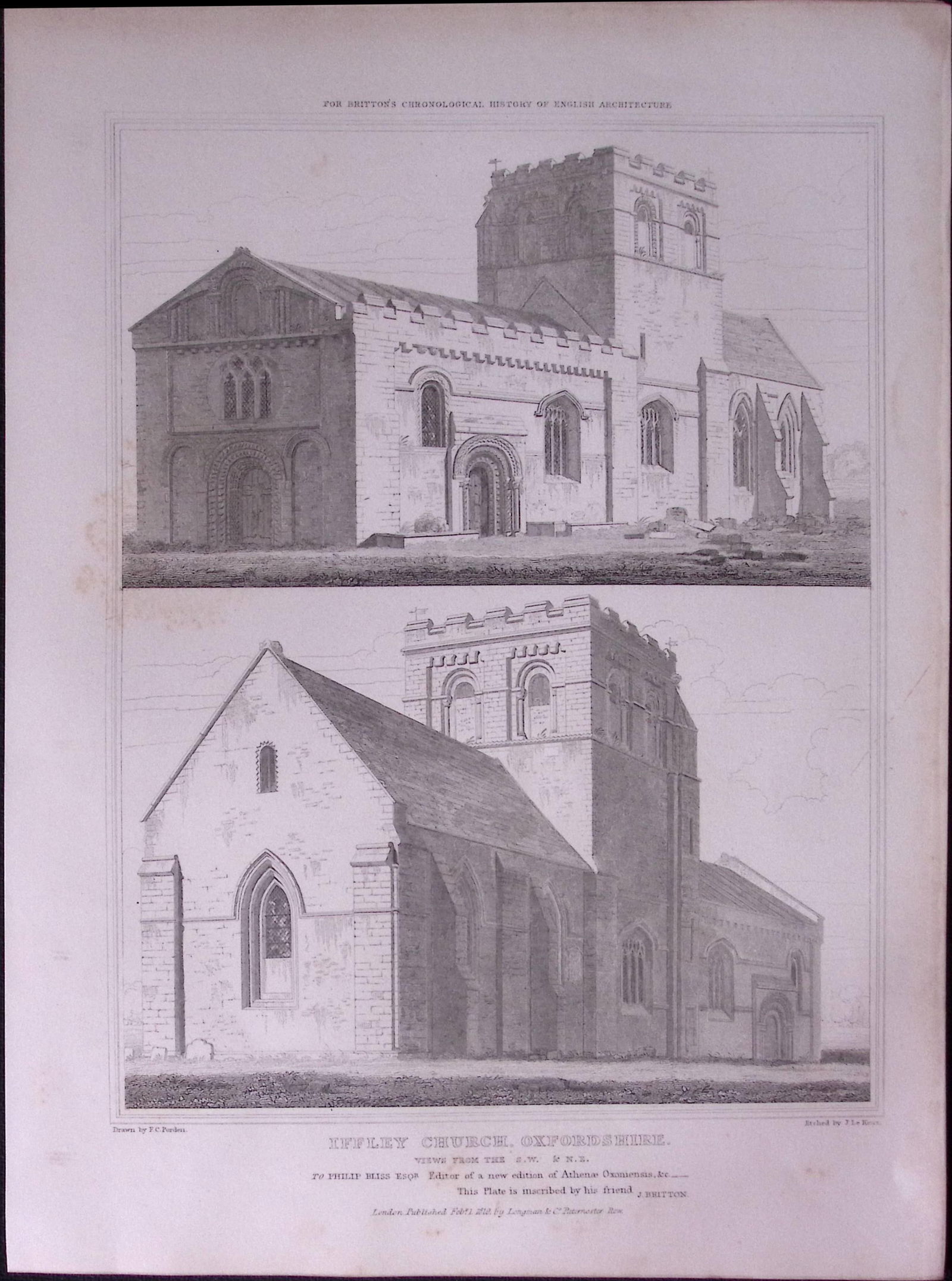Iffley Church Oxfordshire 190 Years-Old John Britton Antique Steel Engraving-230: Title: Iffley Church Oxfordshire 190 Years-Old John Britton Antique Steel Engraving-230 Description: This 191 Years-Old Steel Engraved Plate Has Been Removed from an Antique Edition